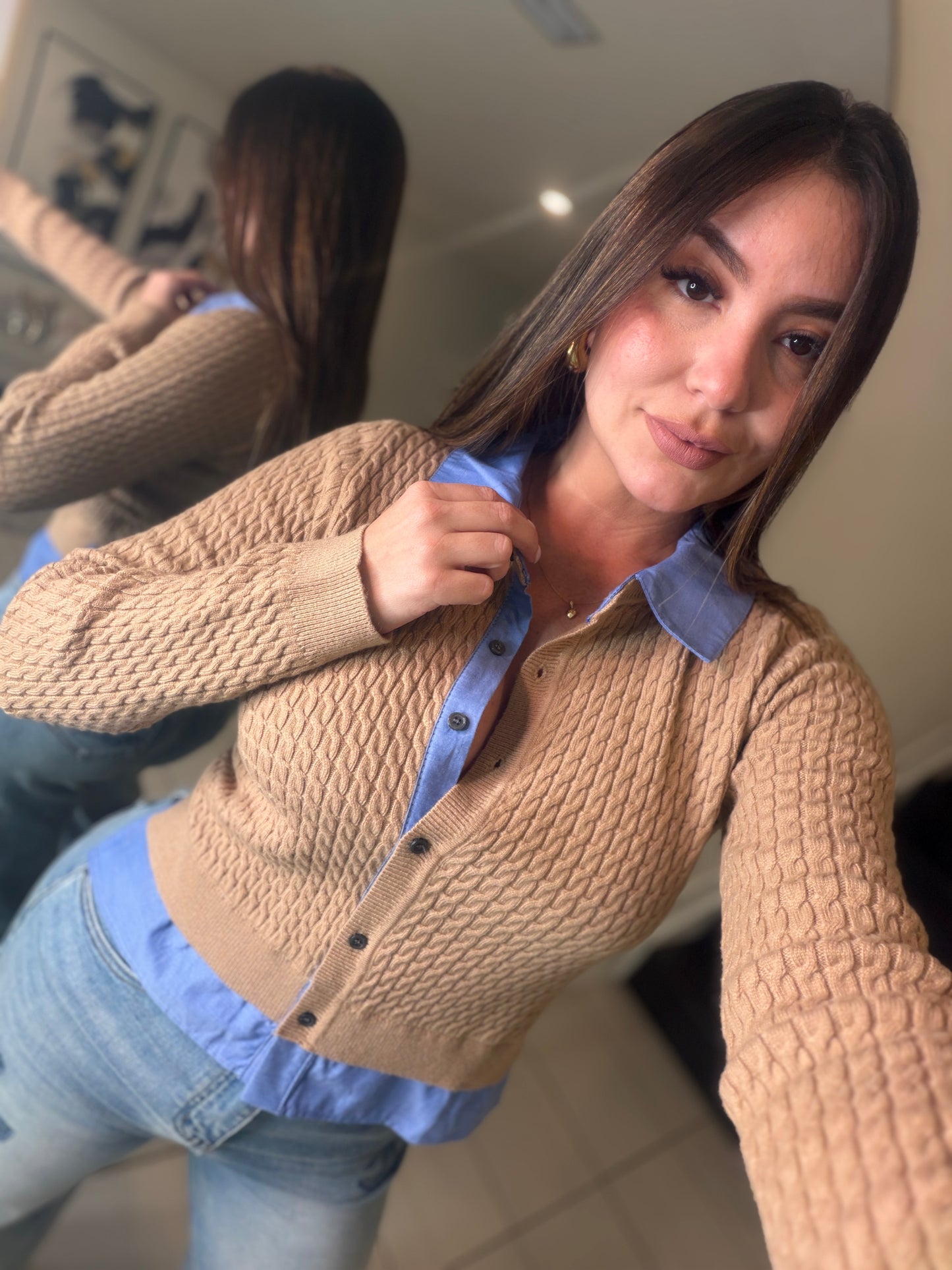 Magnetic Contrast Mocha Sweater