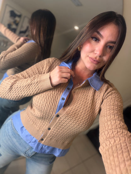 Magnetic Contrast Mocha Sweater