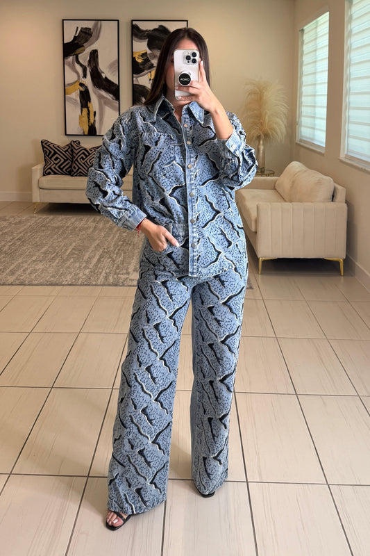 Perfect Details Denim Pant Set