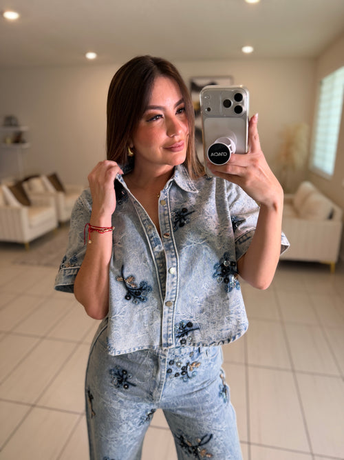 Perfect Details Denim Pant Set