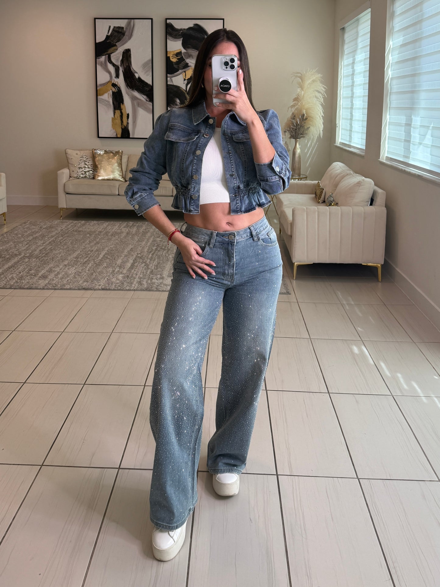 Luxe Horizon Blue Denim Jacket