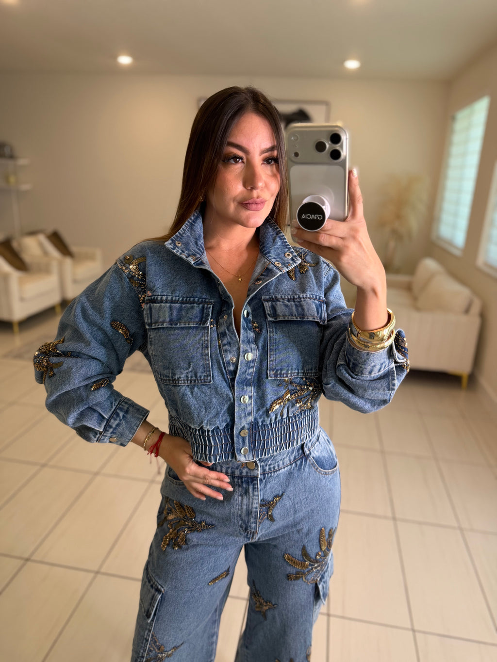 Wild Ornate Denim Pant Set
