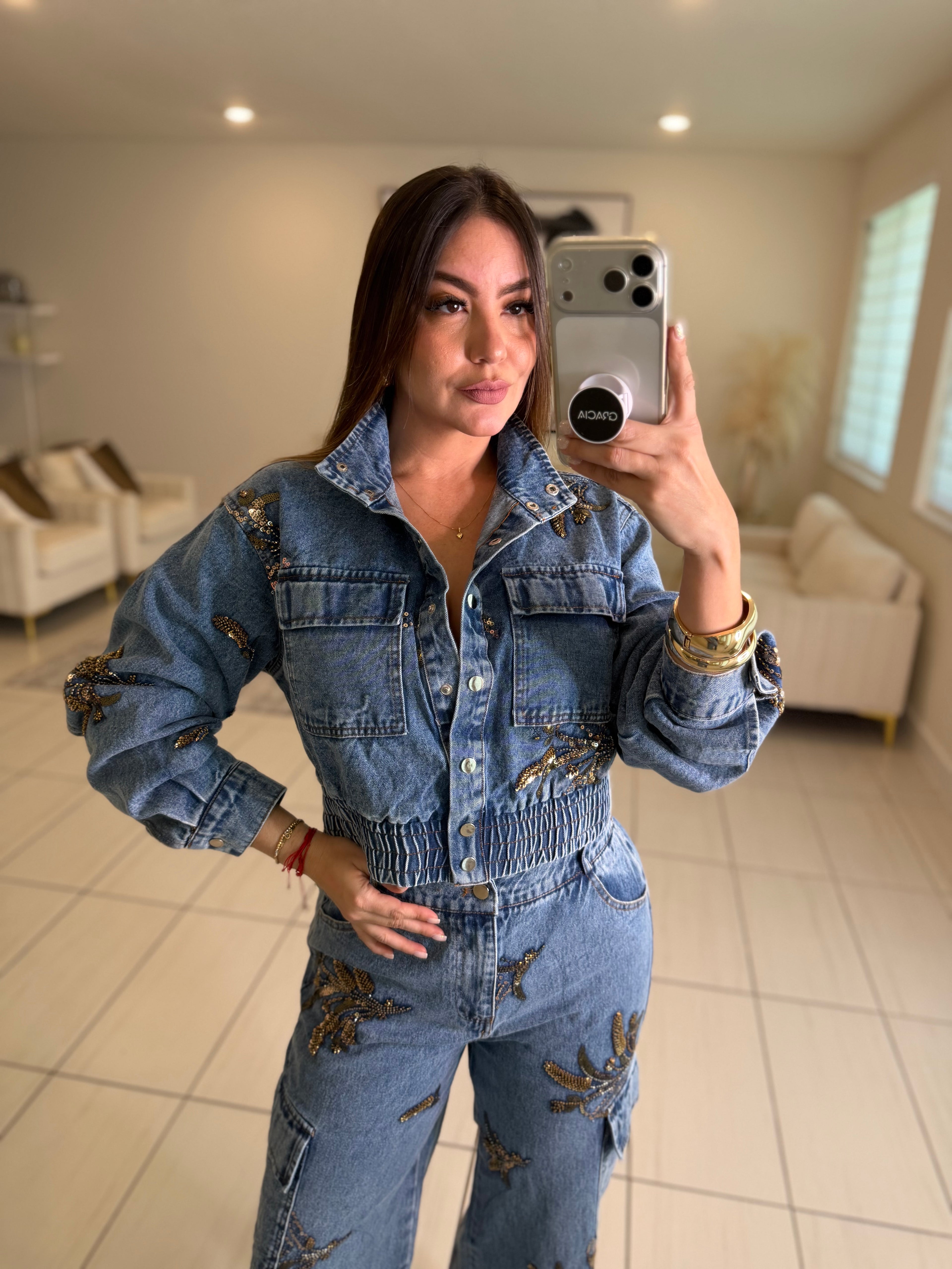 Wild Ornate Denim Pant Set
