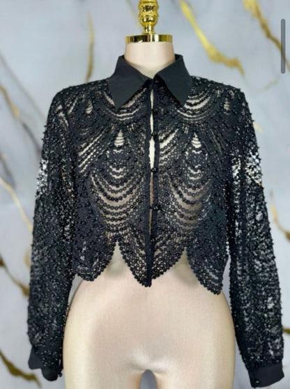 Sugar Vanilla Pearls Black Top