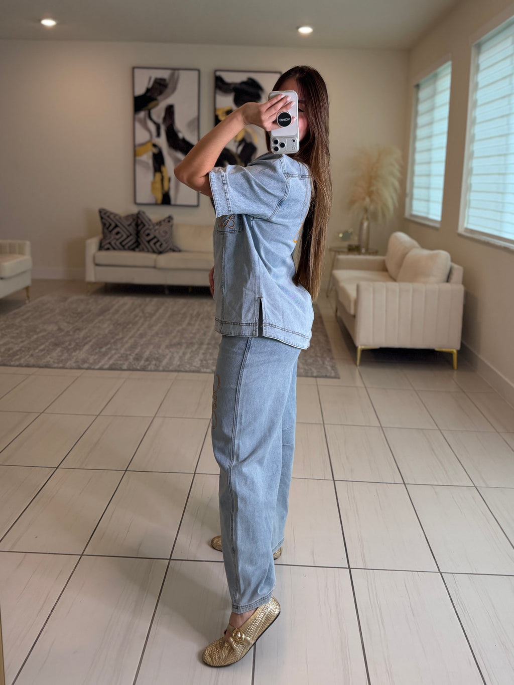 Iconic Light Denim Pant Set