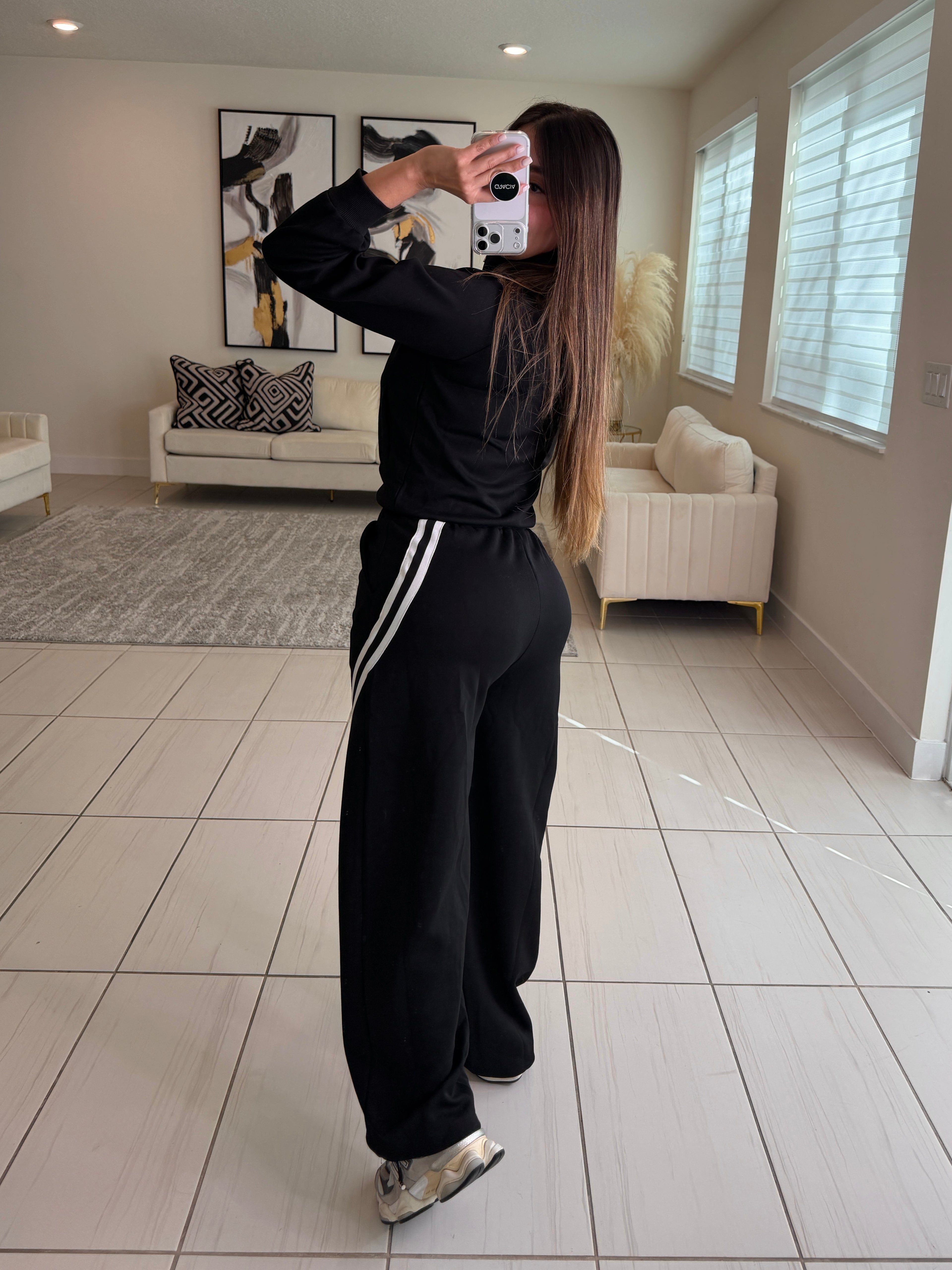 Stripes Halo Black Pant Set