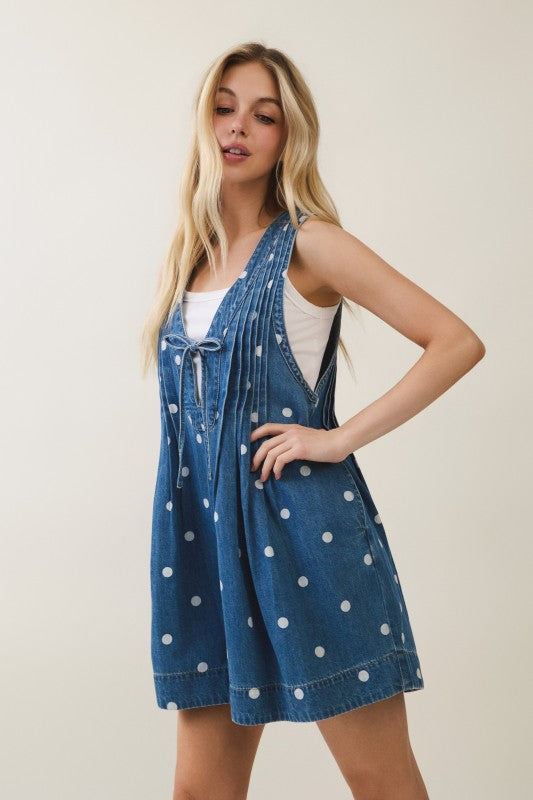 Primrose Dots Denim Romper
