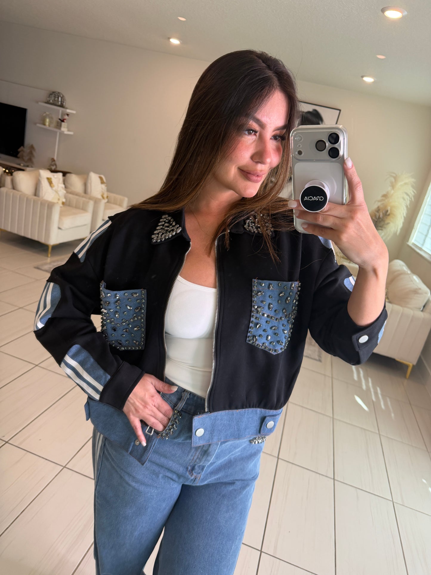 Iconic Black and Denim Contrast Set