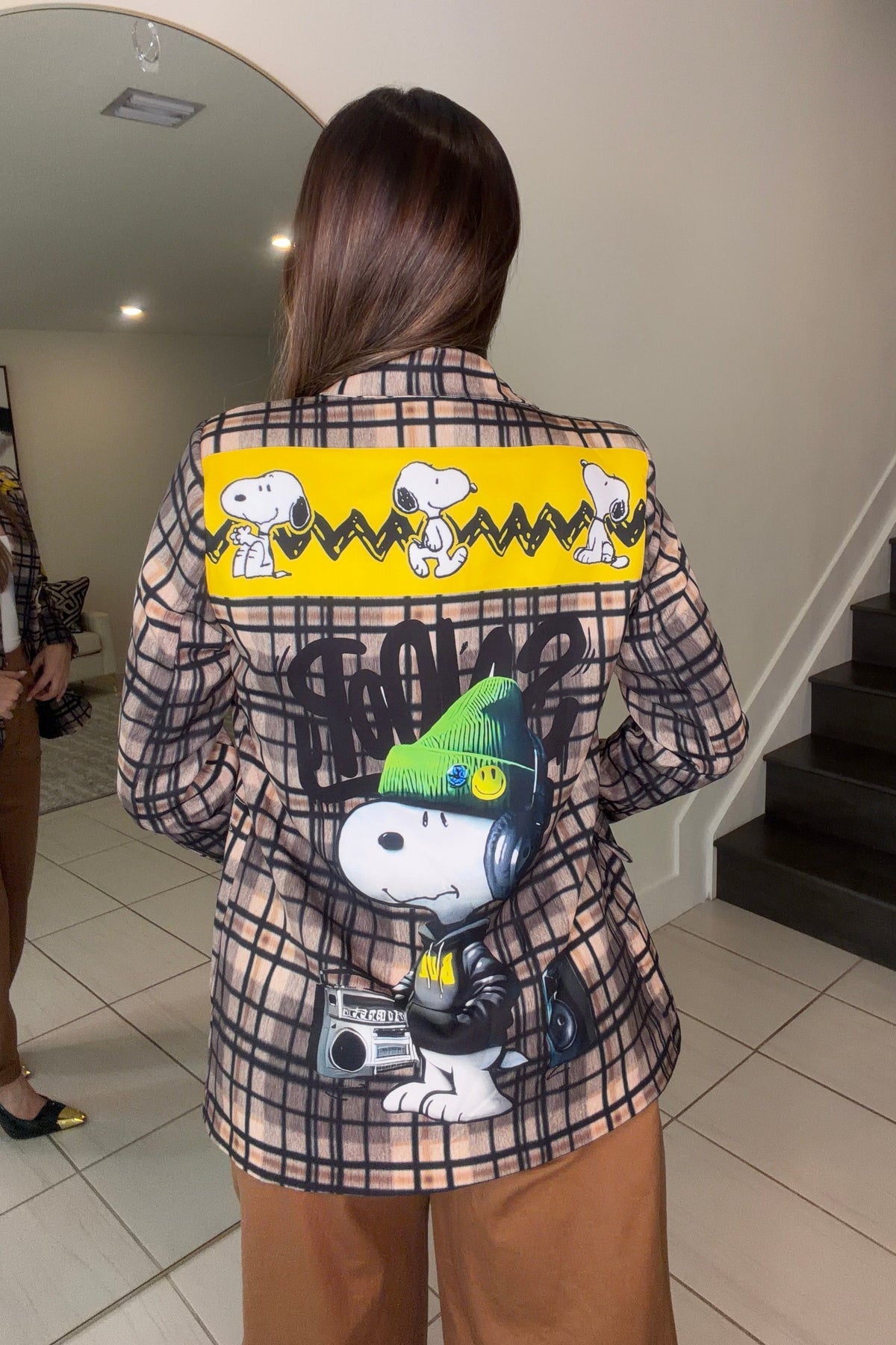 Chic Plaid Art Brown Blazer