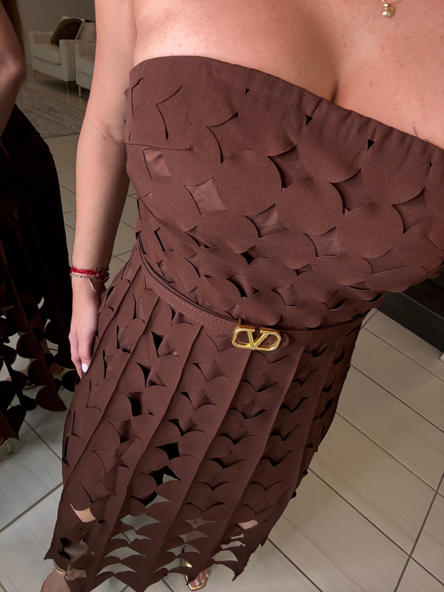 Enchanted Aura Brown Midi Dress