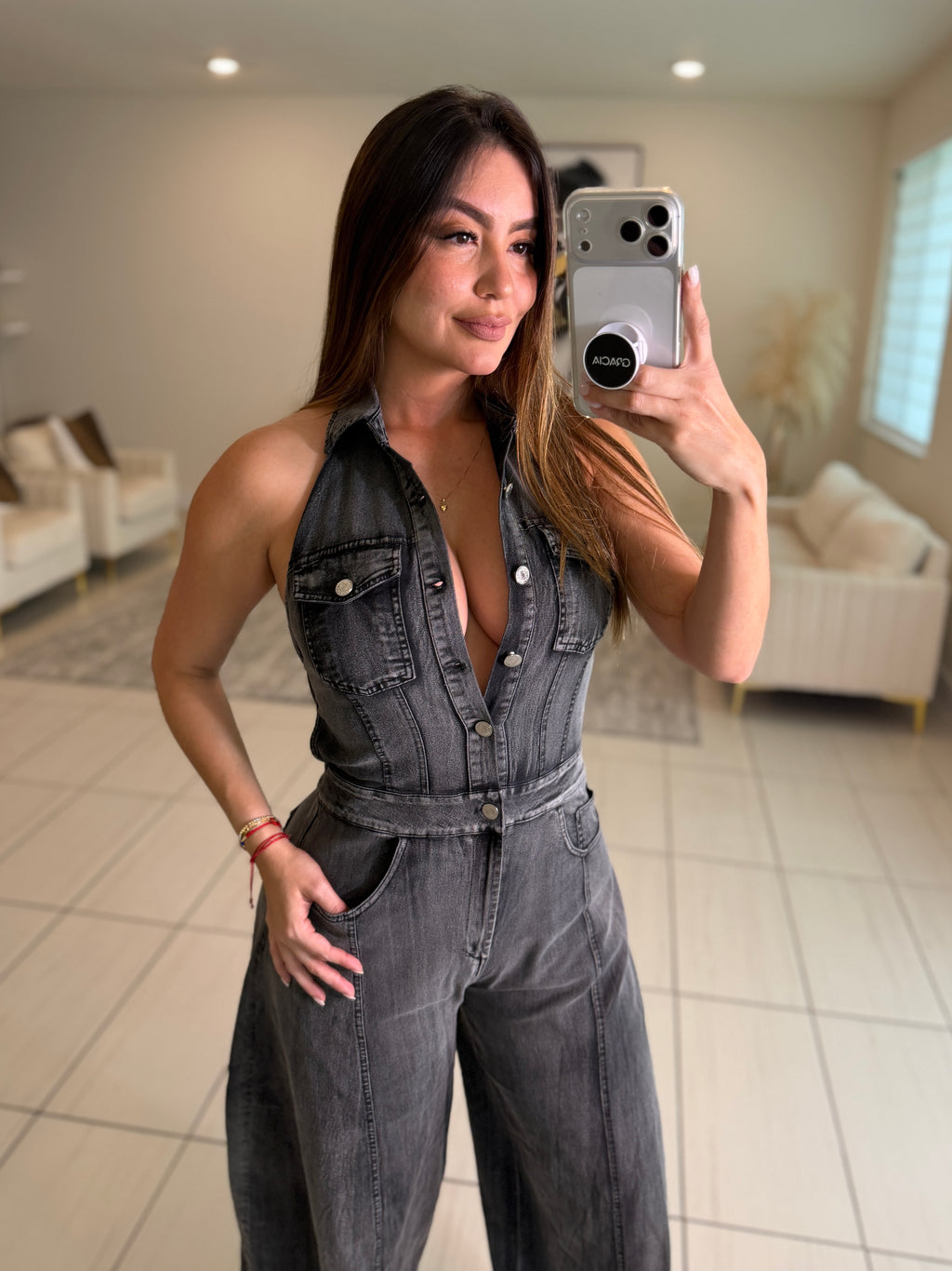 Divine Desire Black Denim Jumpsuit