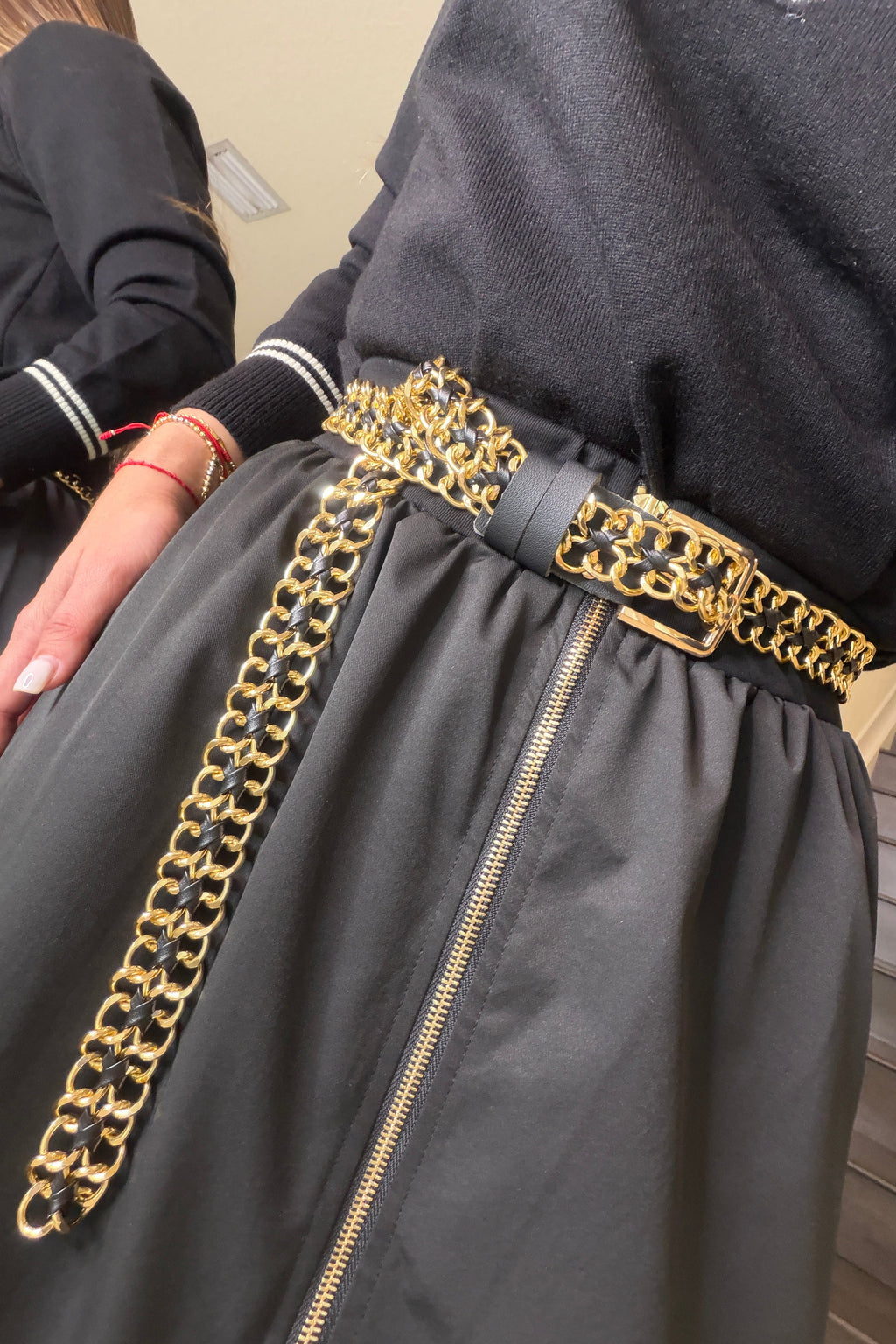 Gold and Black Maxi Chain Belt