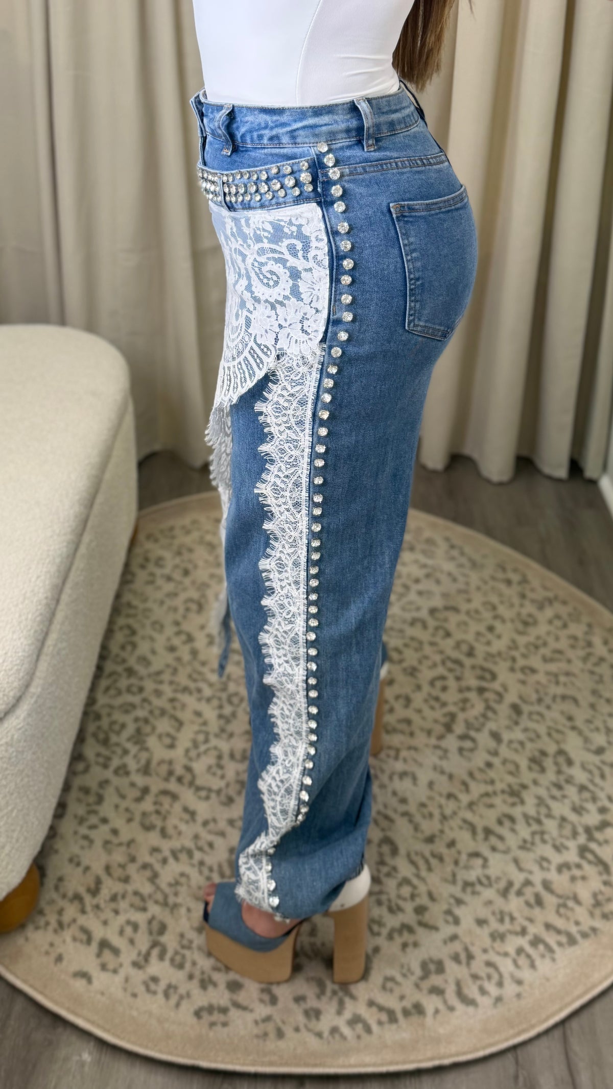 Lace Affair Asym Denim Pants