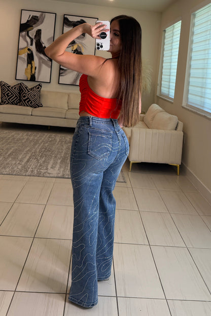 Brightness Lines Denim Pants
