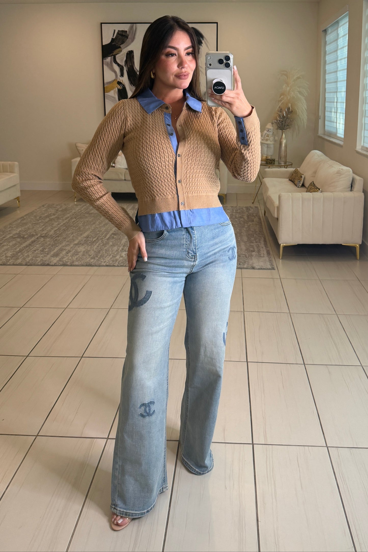 Magnetic Contrast Mocha Sweater