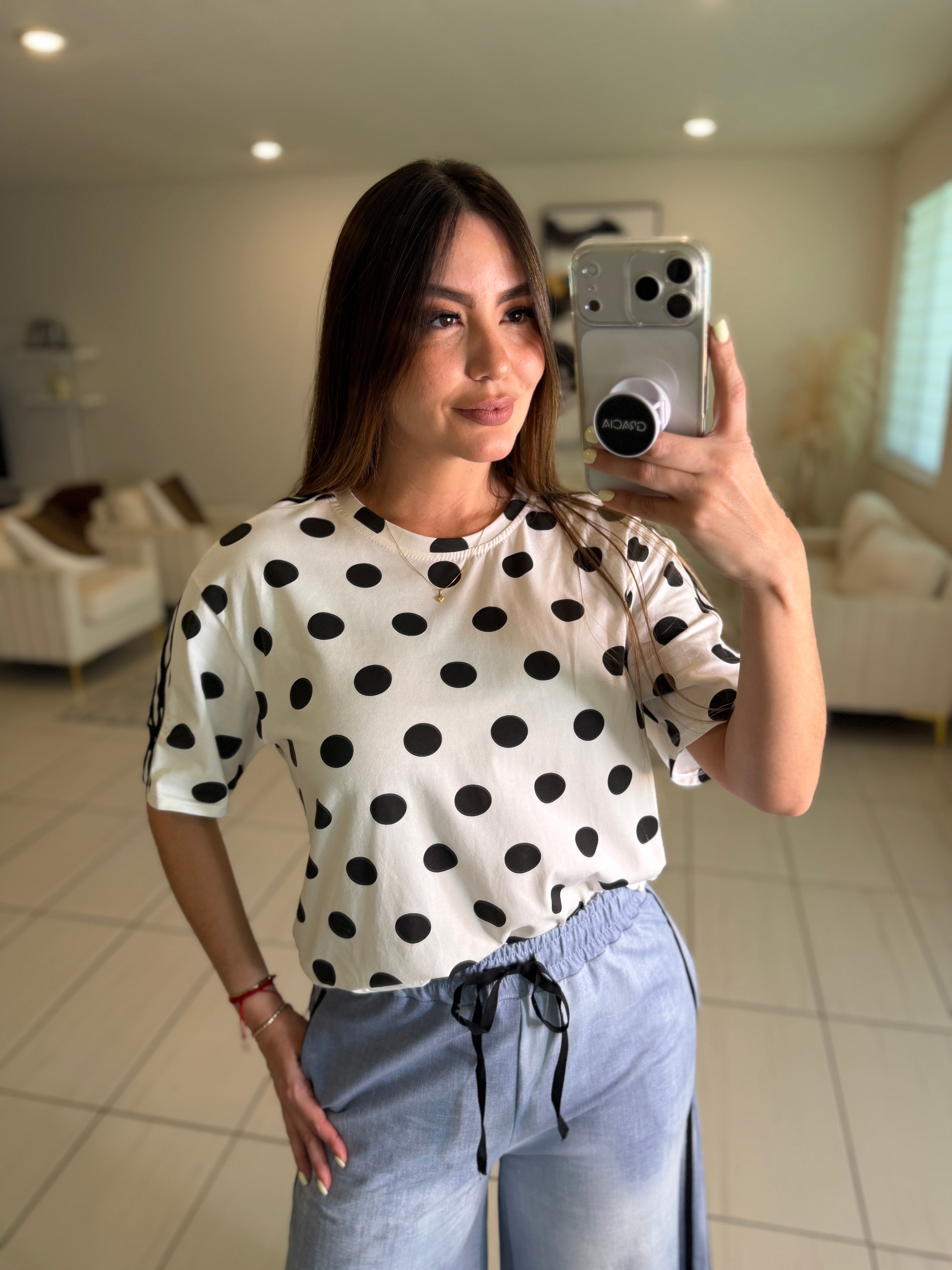 Divine Black Dots in White Tshirt