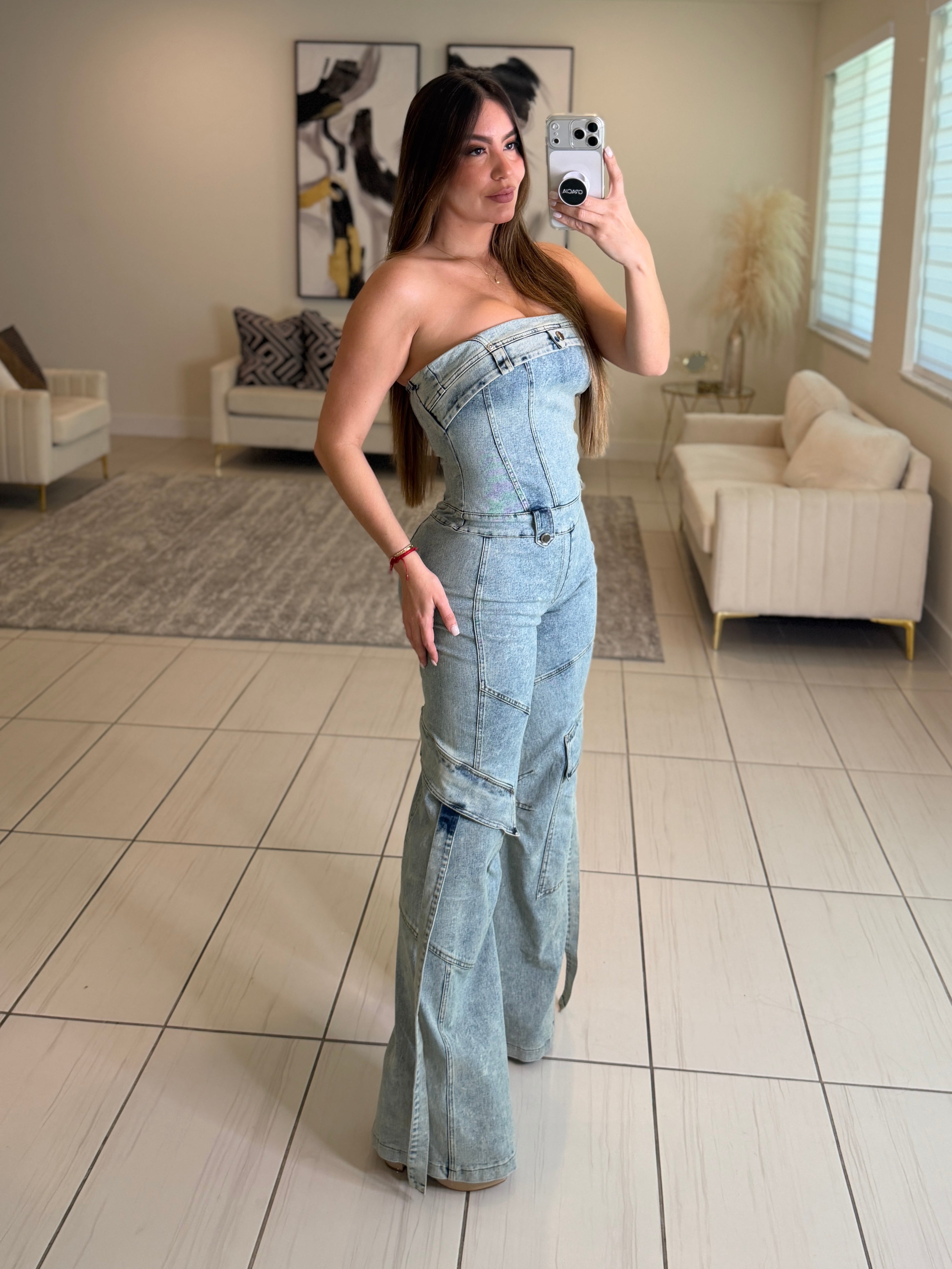 Sculpted Ease Denim Jumpsuit