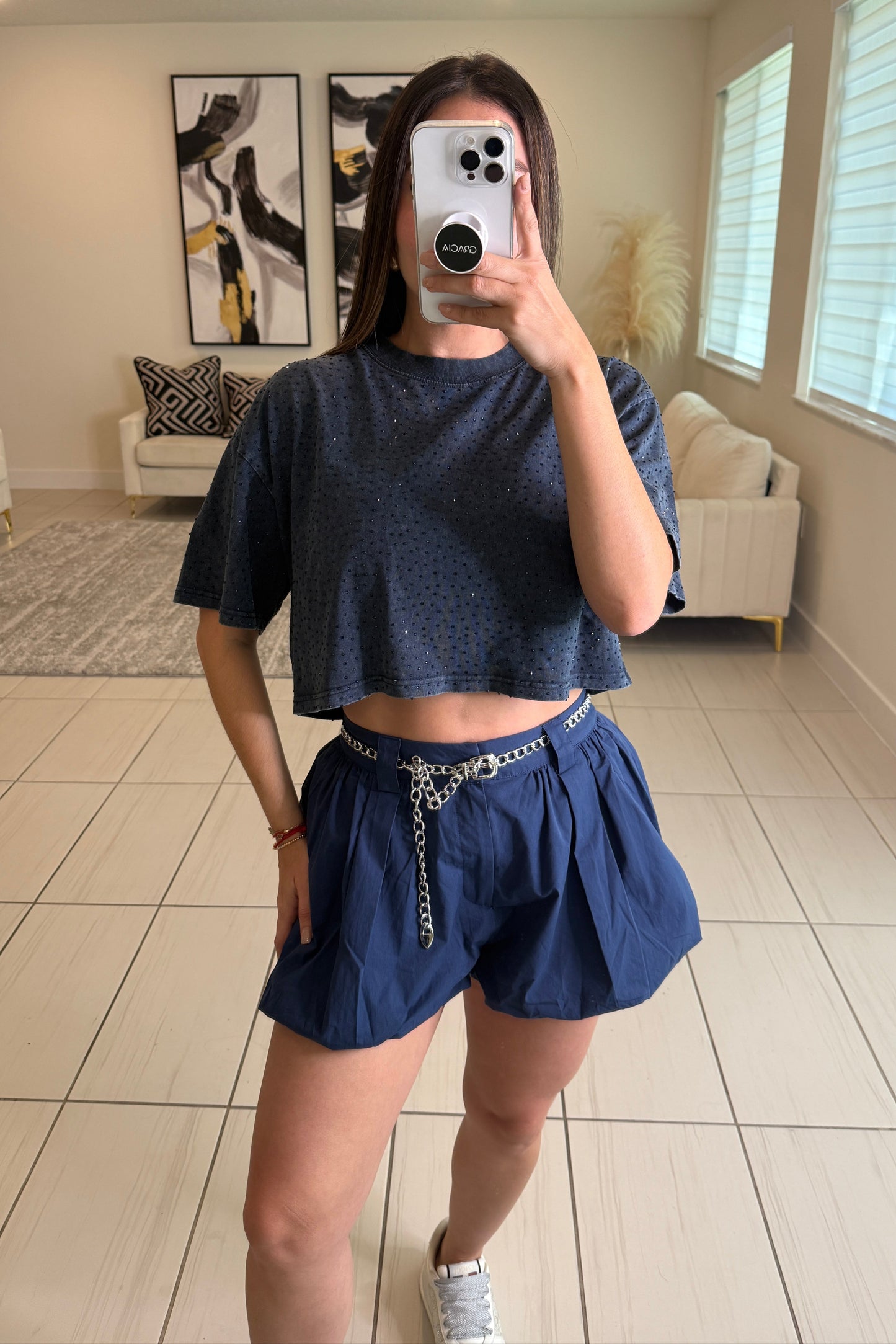 Sweetest Bubble Navy Blue Short