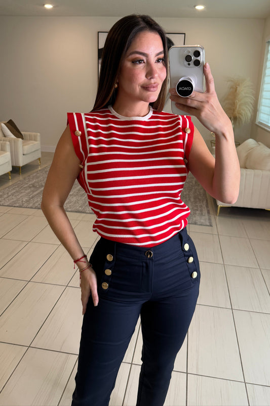 Marine Stripes Red Top