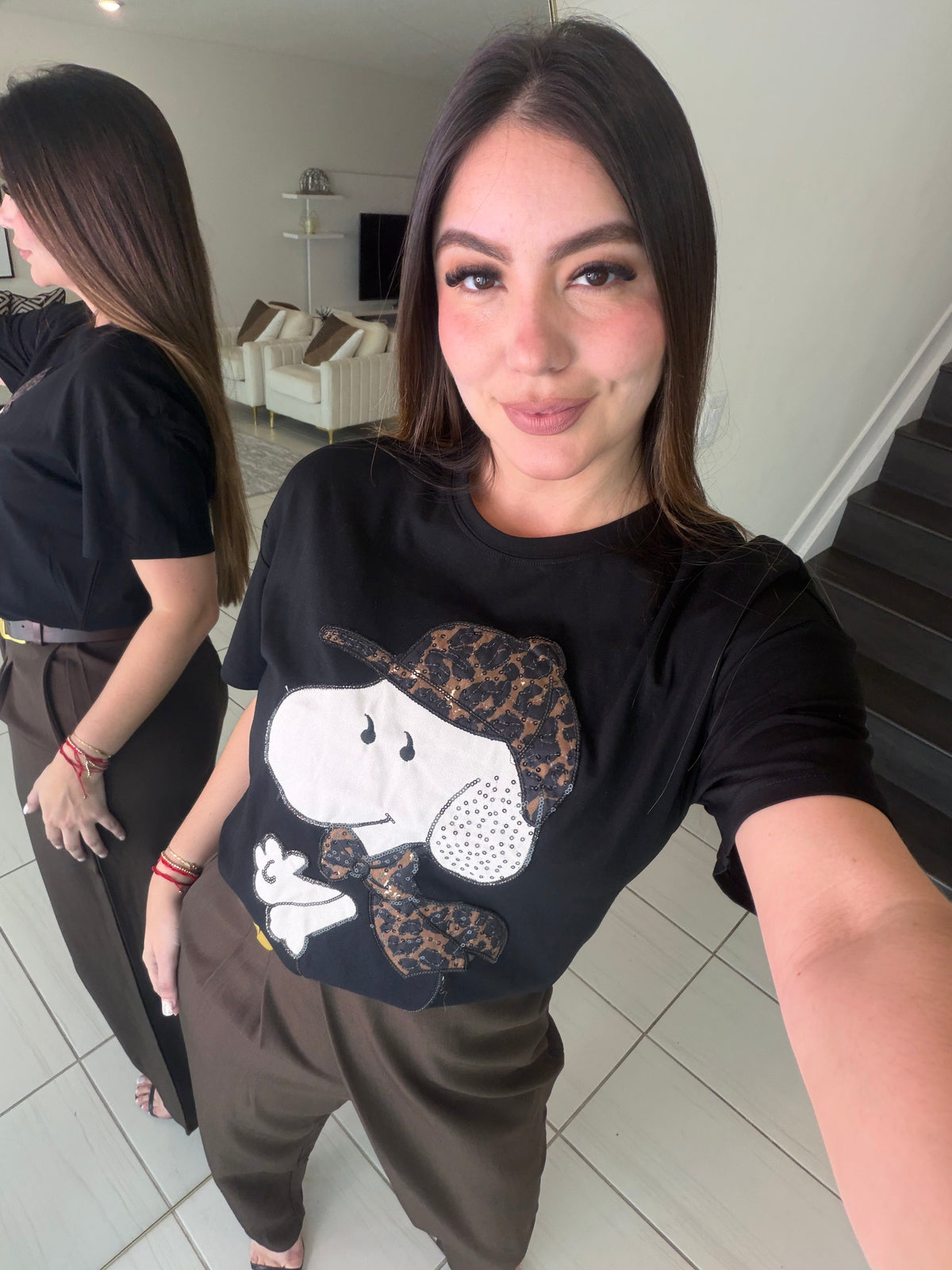 Coquette Print Black Tshirt