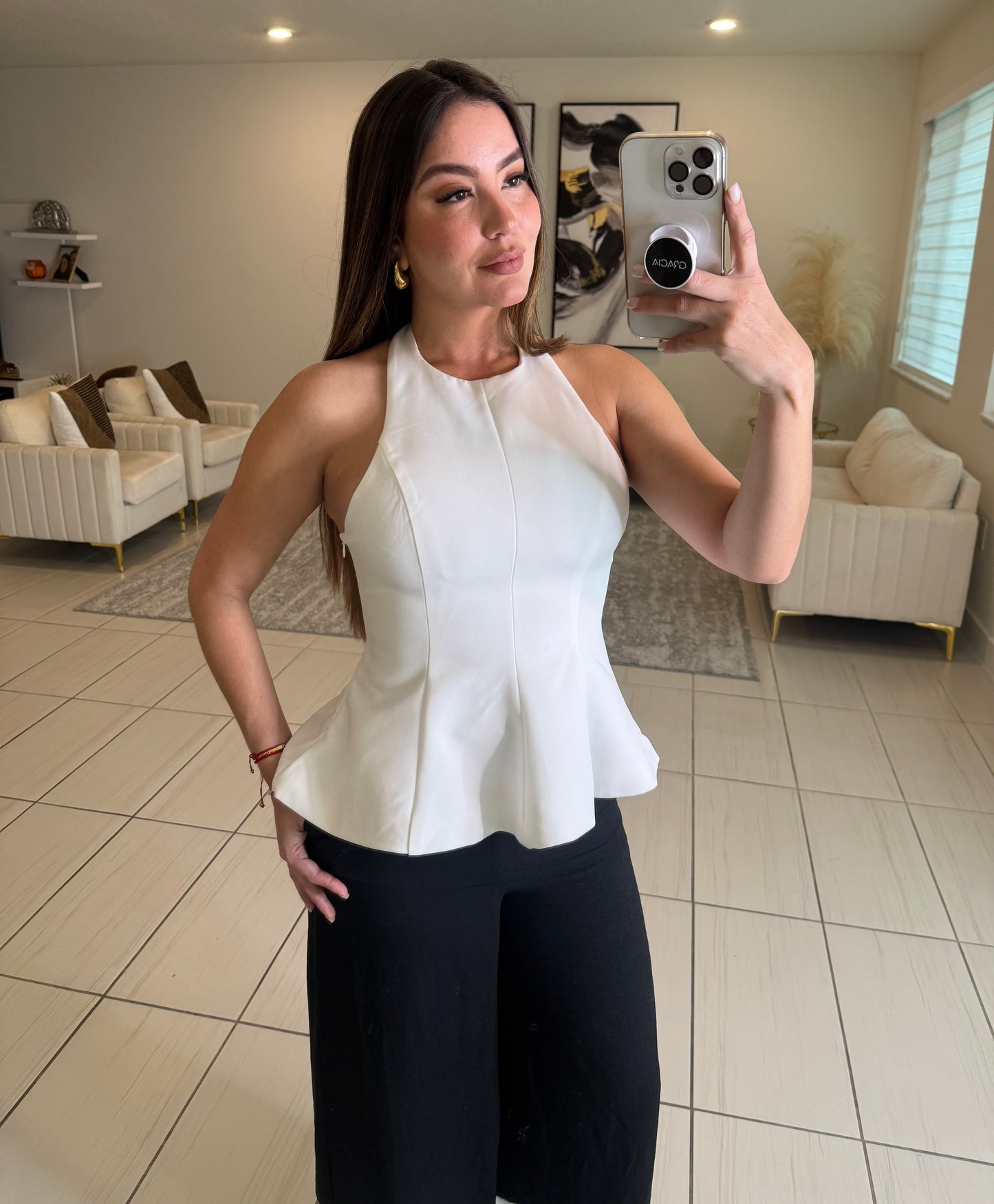 Refined Peplum White Top