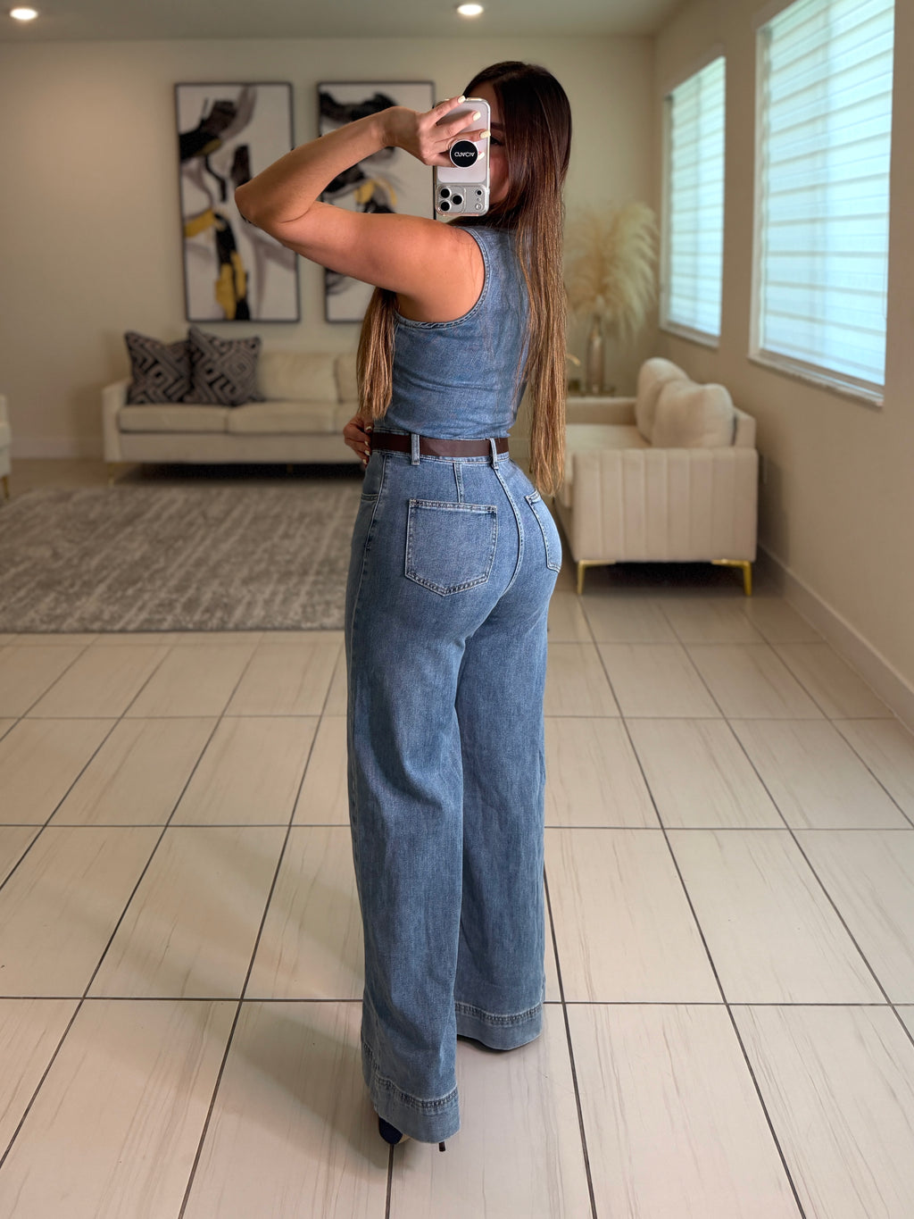 Luxe Stitch Denim Jumpsuit