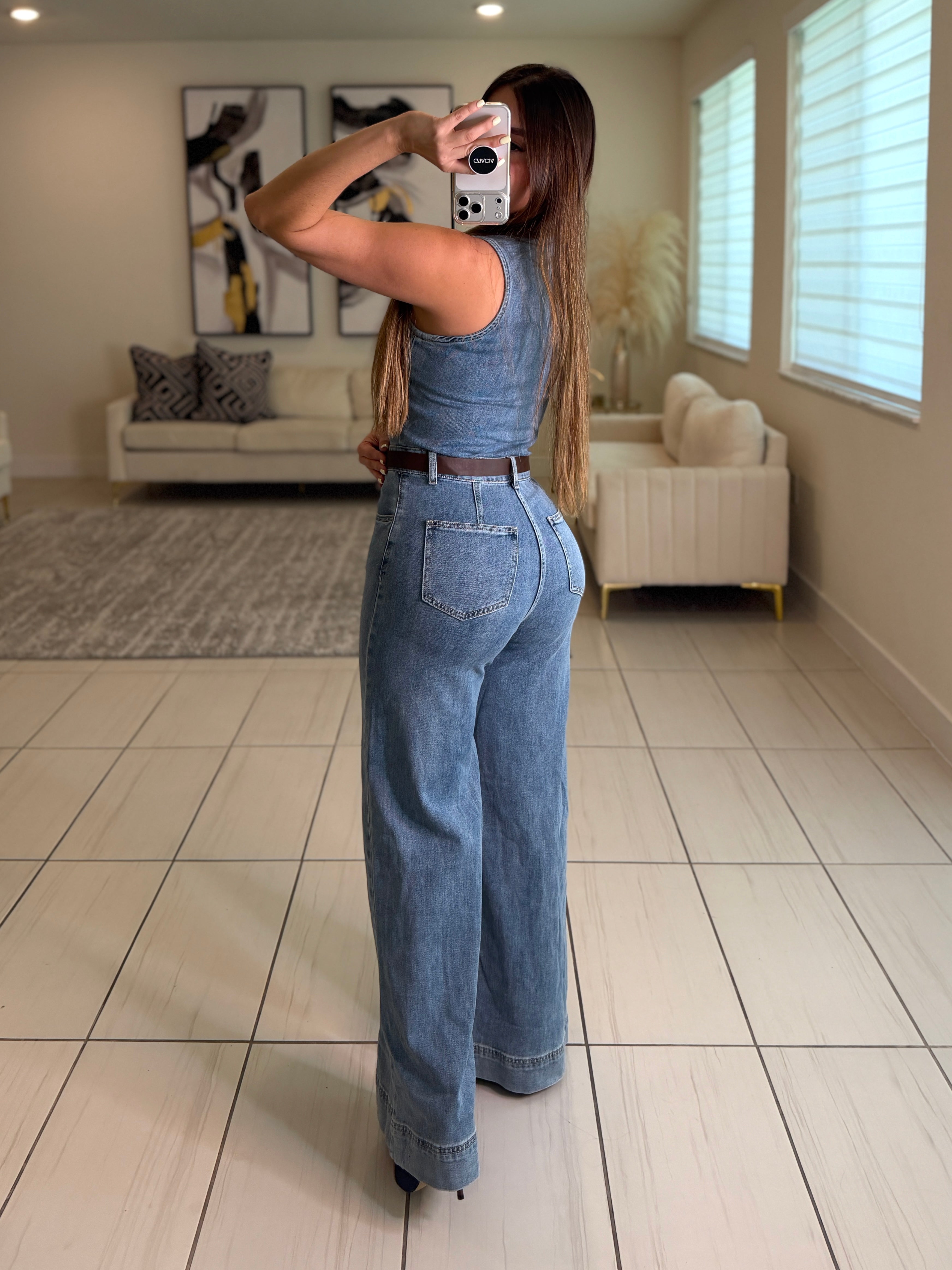 Luxe Stitch Denim Jumpsuit