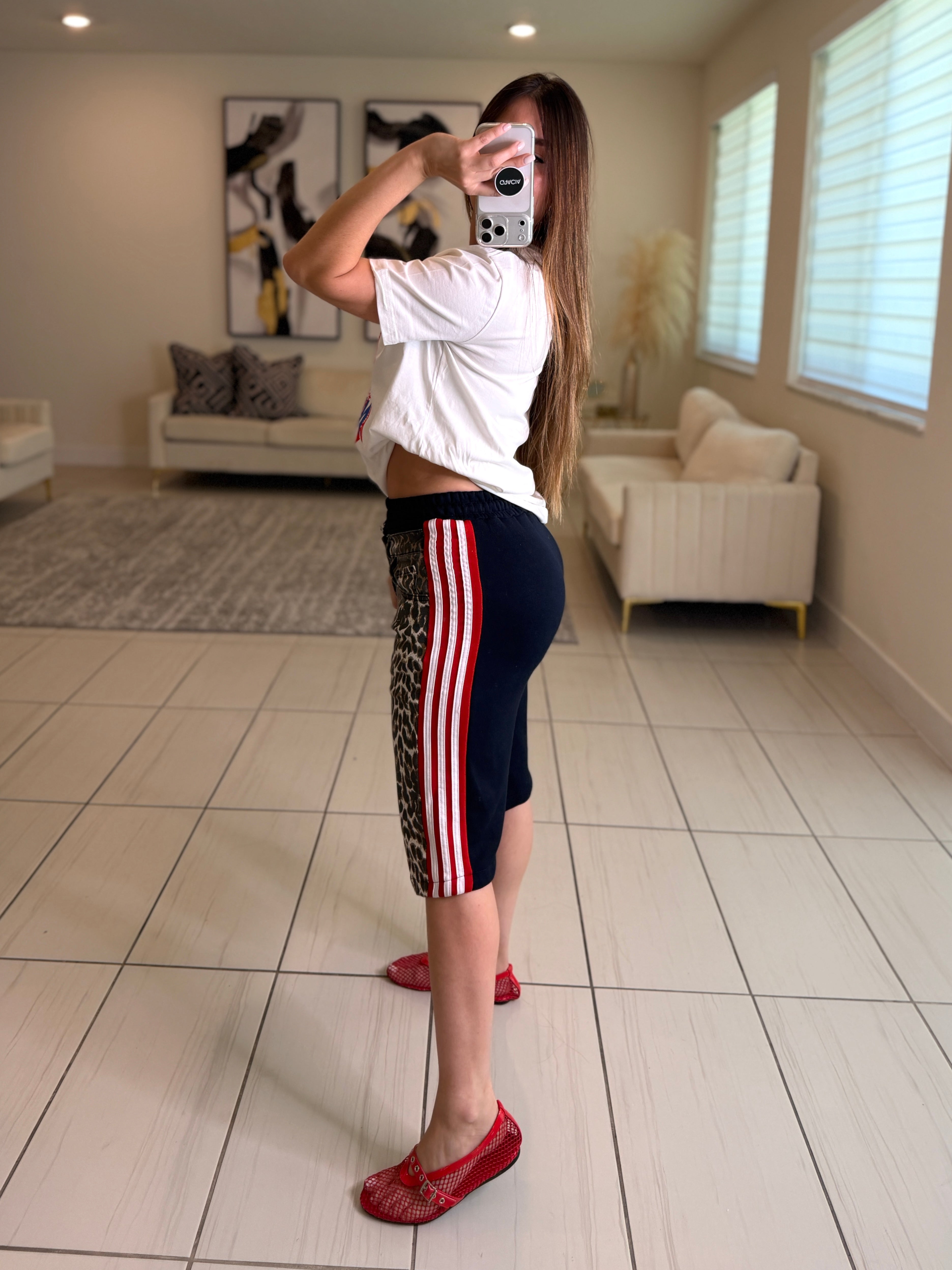 Wild Leopard Red Stripes Shorts
