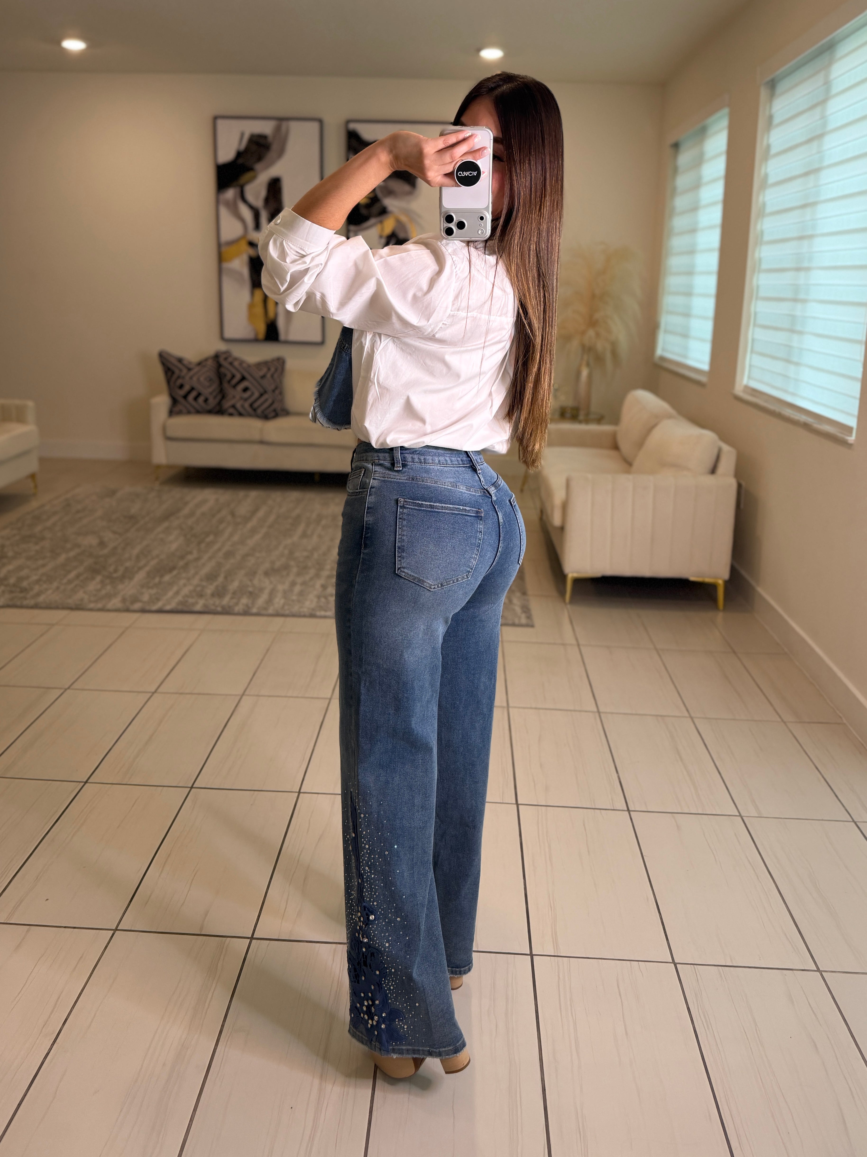 Desired Embroidery Denim Pants