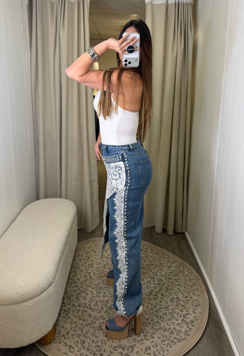 Lace Affair Asym Denim Pants