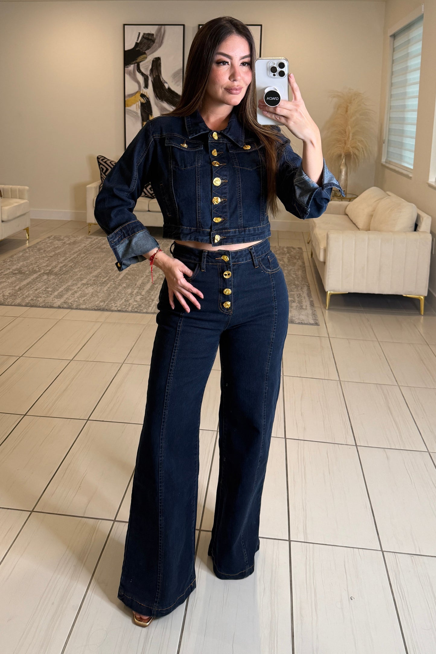 Iconic Elegance Denim Pant Set