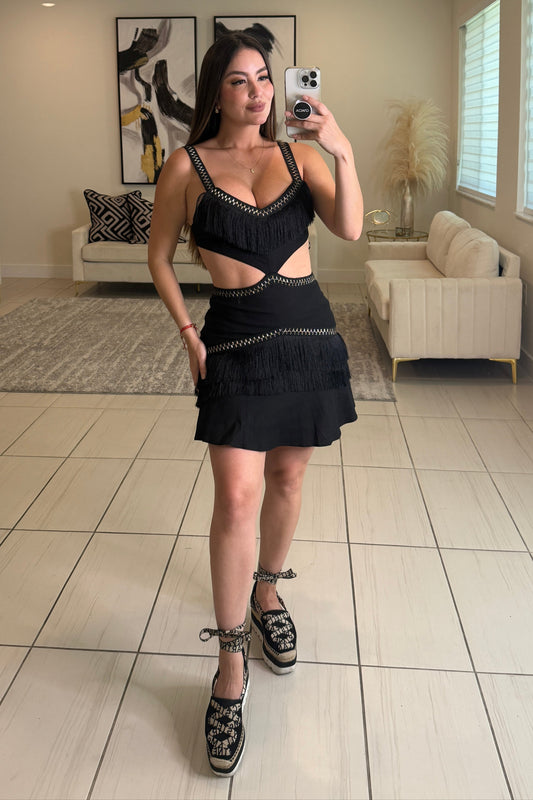 Solar Seduction Black Midi Dress