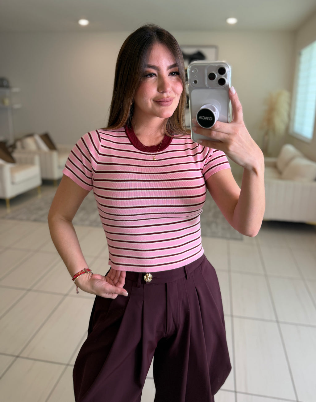 Sweet Stripes Pink Top