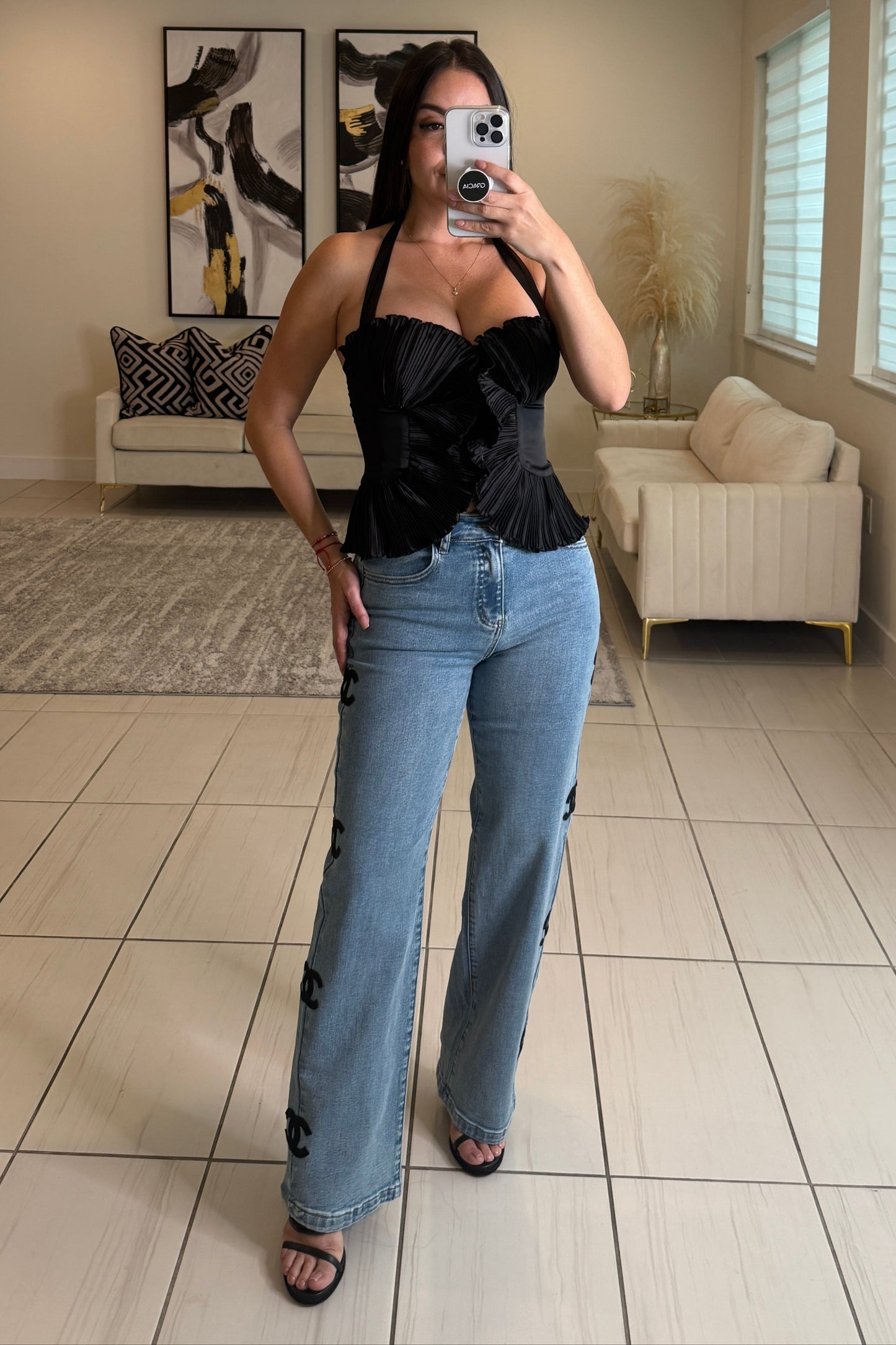 Shadow Bloom Black Top
