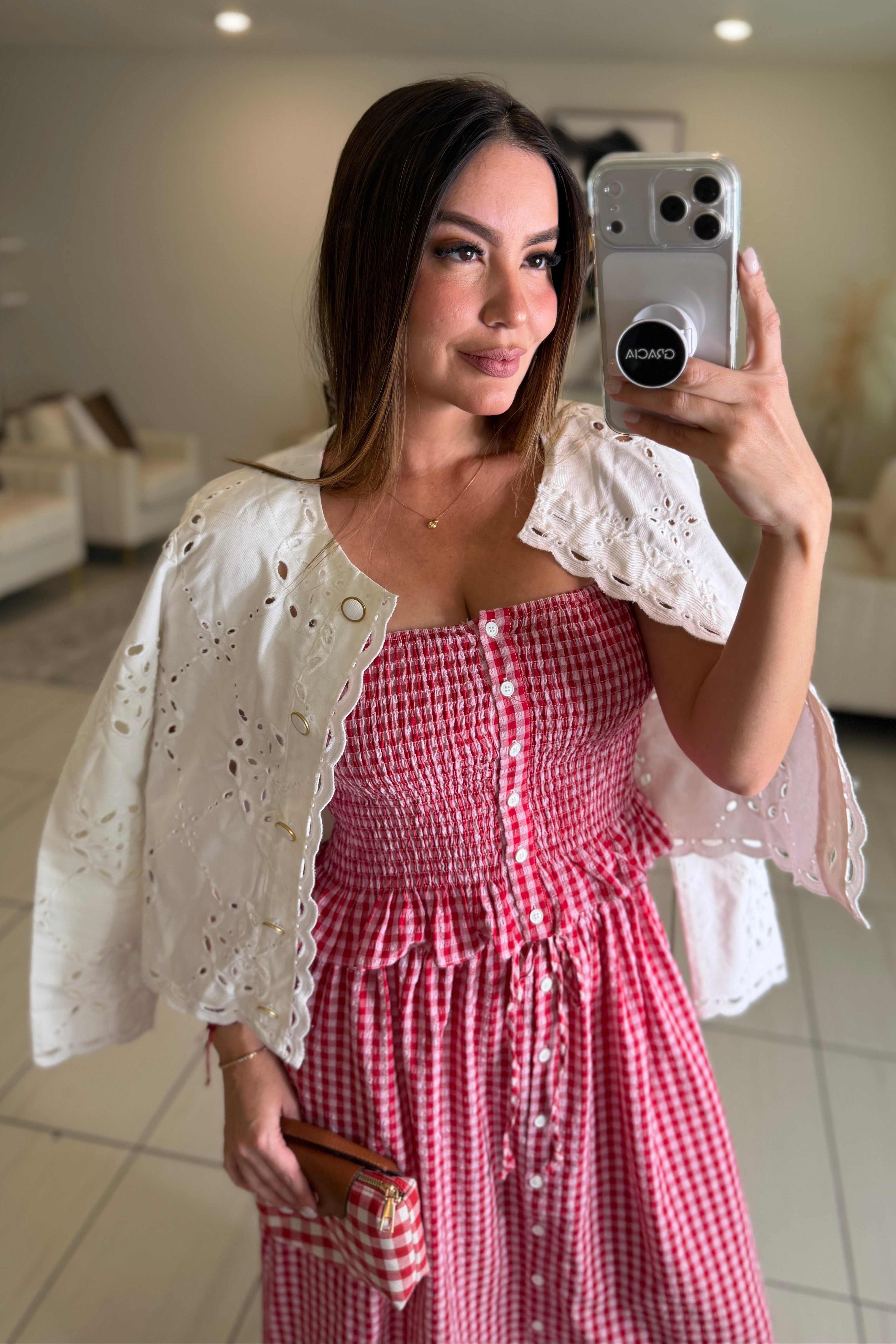 Decorative Eyelet White Jacket