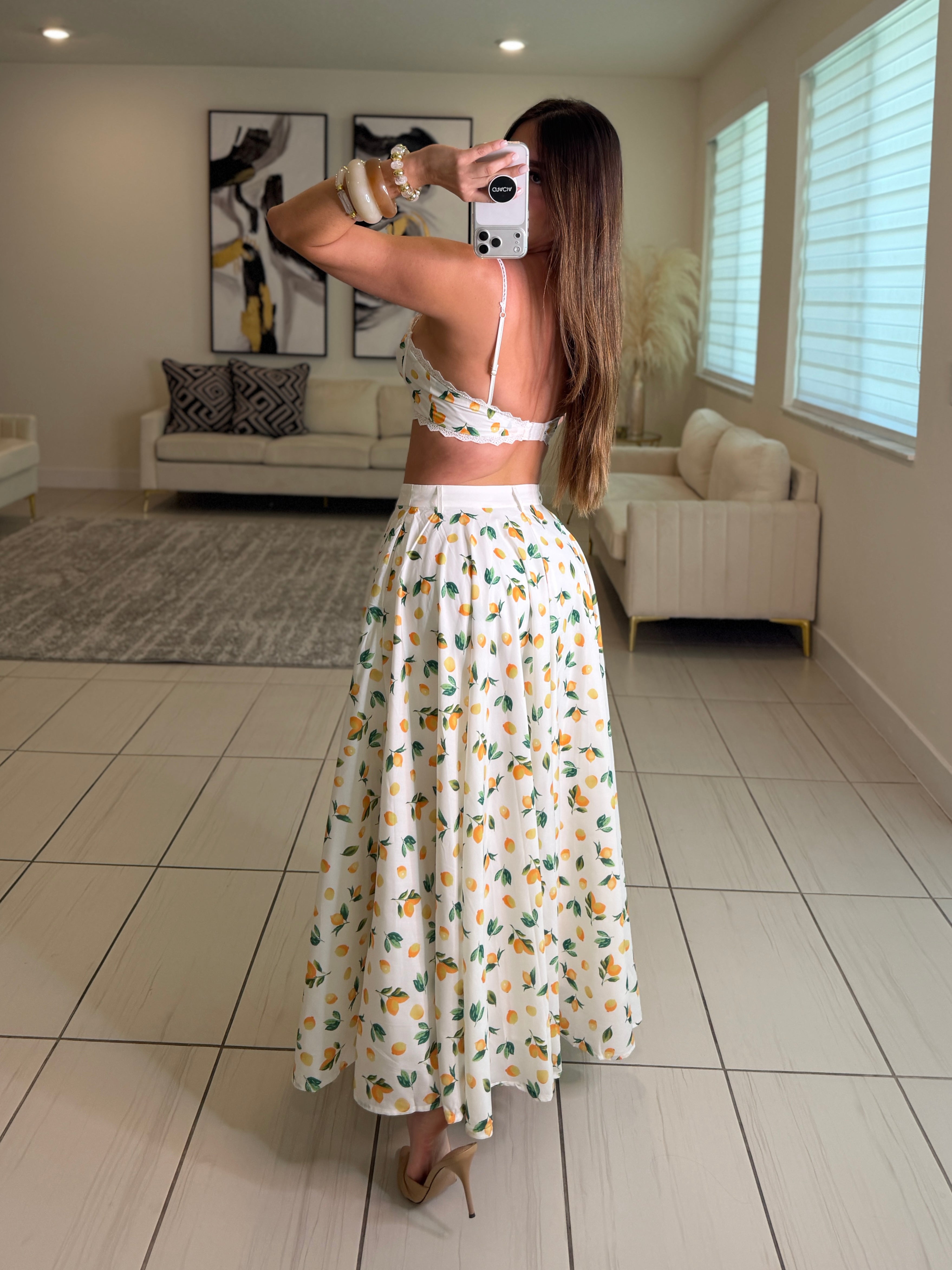 Amalfi Lemons White Skirt Set