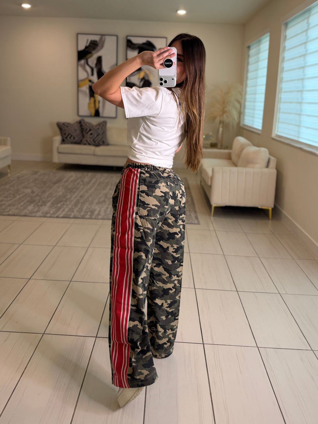 Structured Military Red Stripes Pants