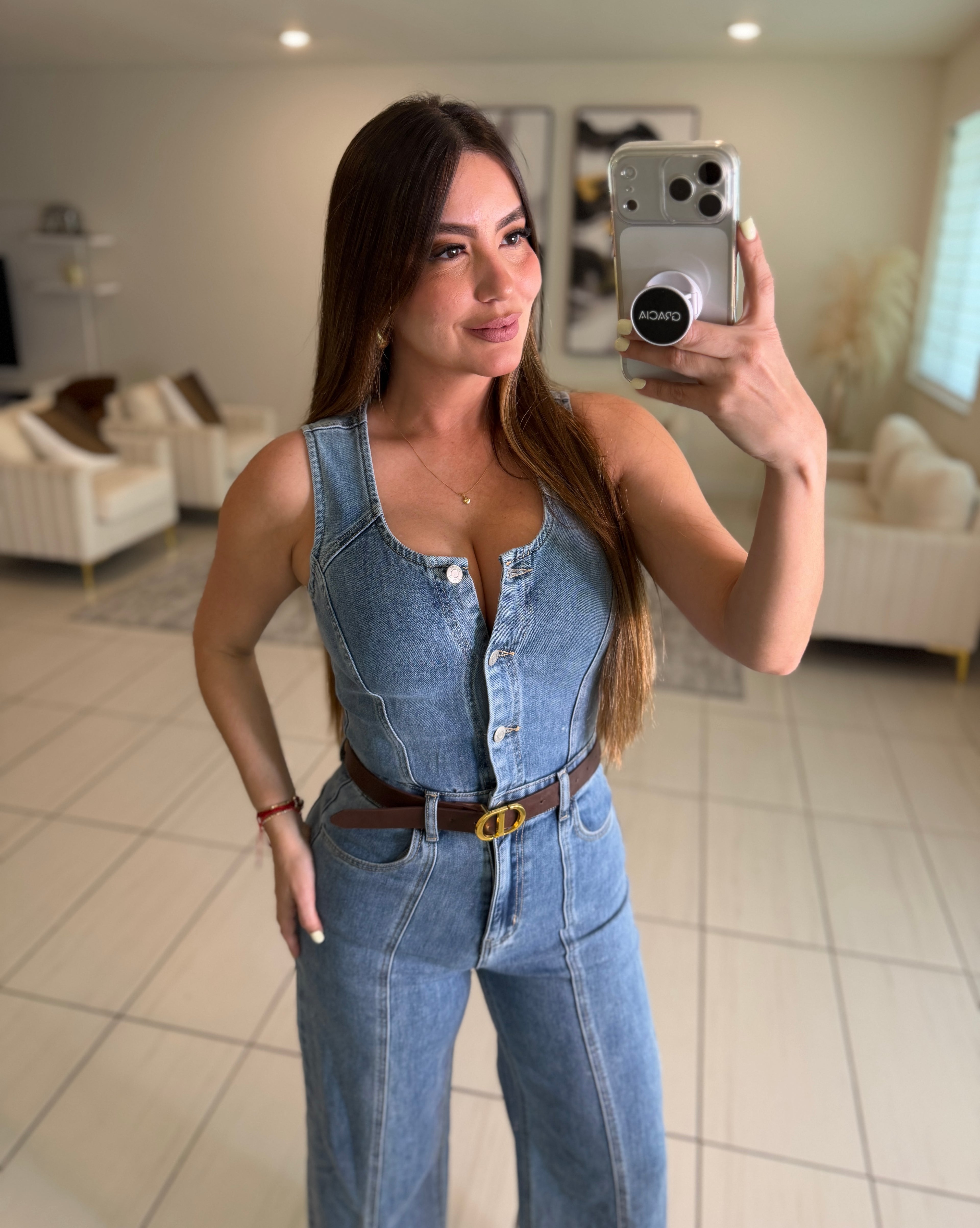Luxe Stitch Denim Jumpsuit