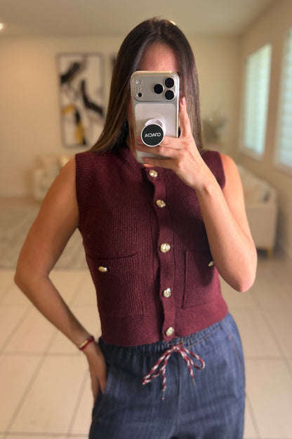 Simplicity Charm Knit Red Wine Vest