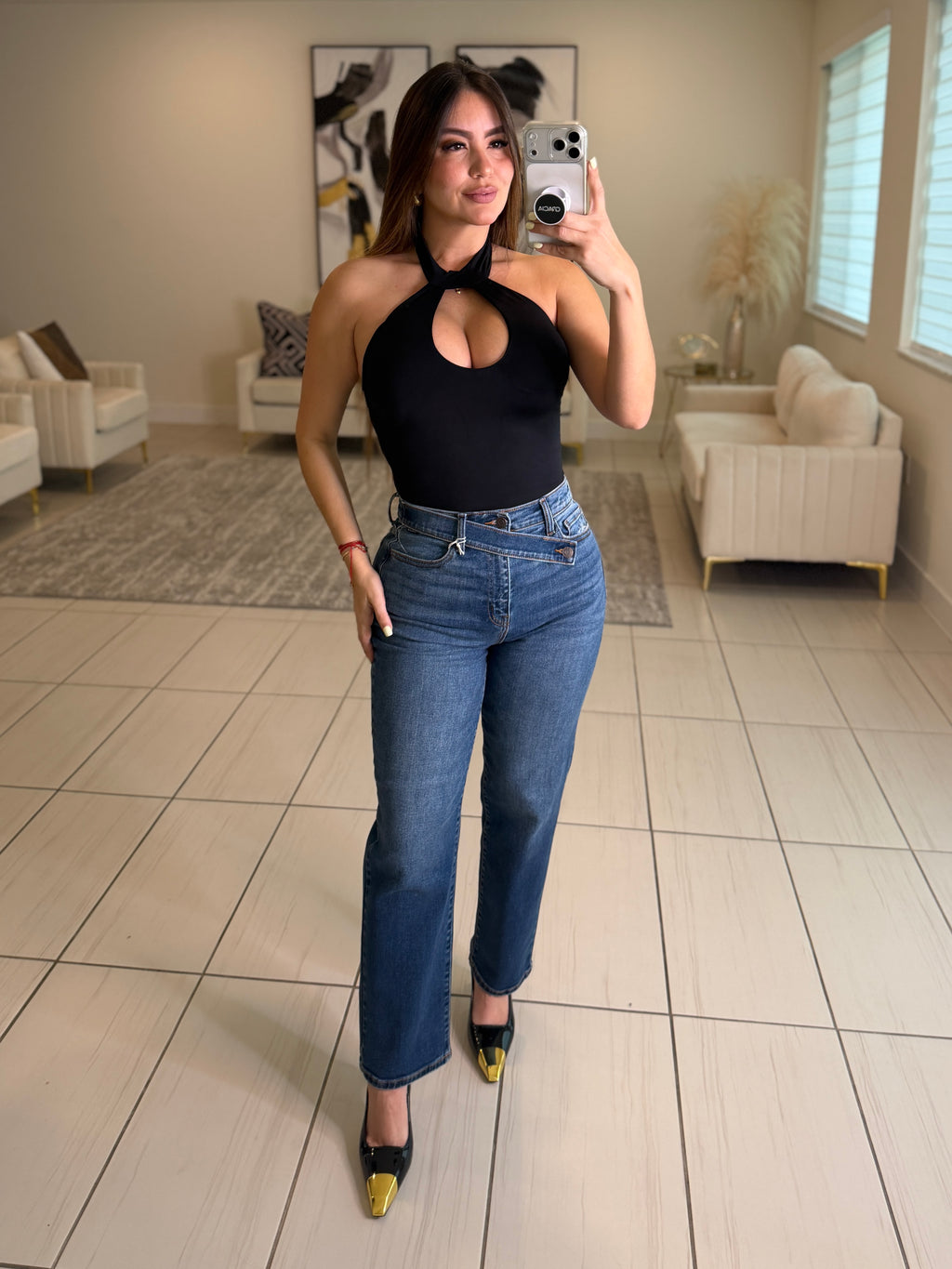 Sculpted Ease Black Bodysuit
