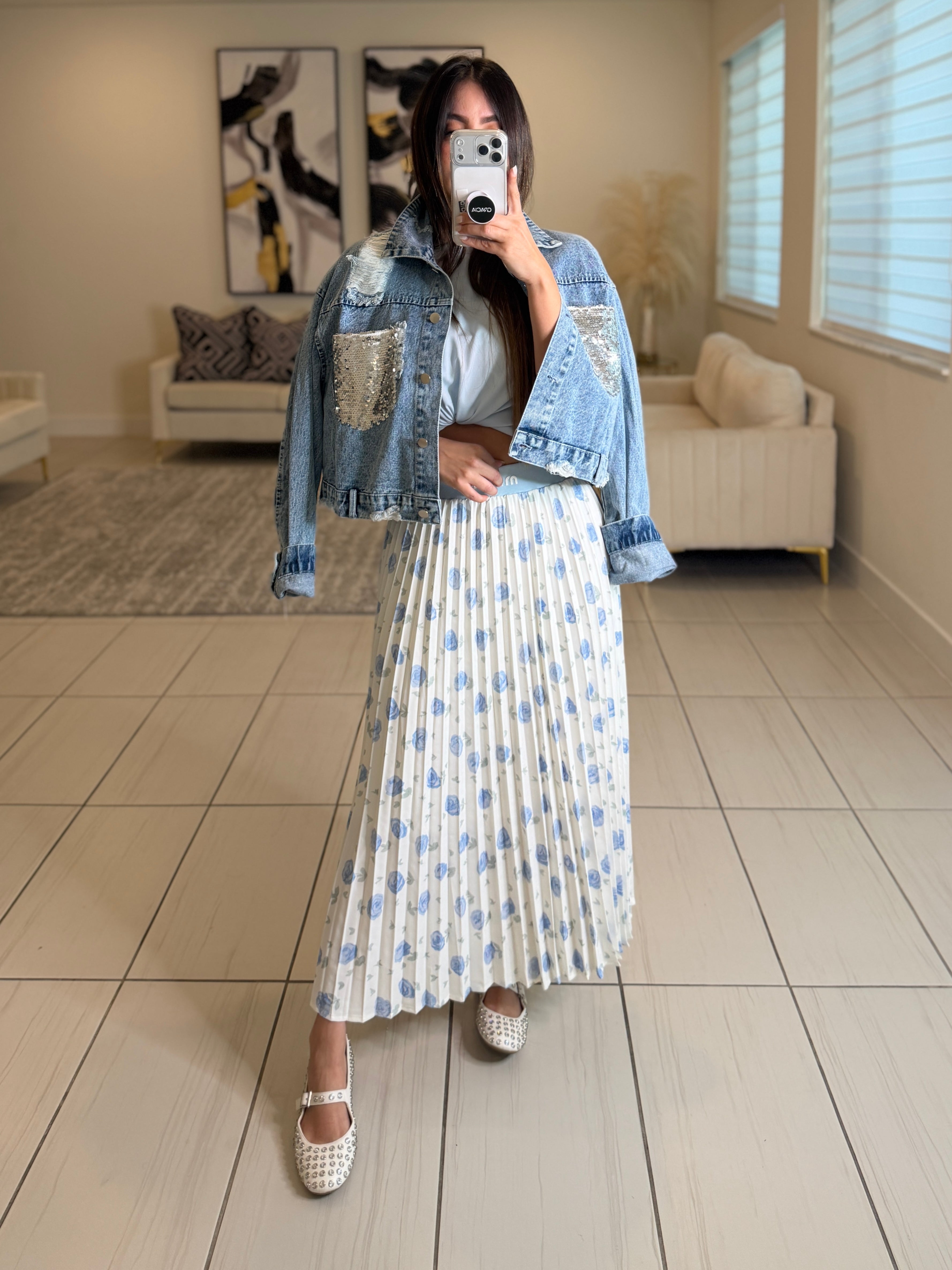 Mirage Flame Blue Skirt Set