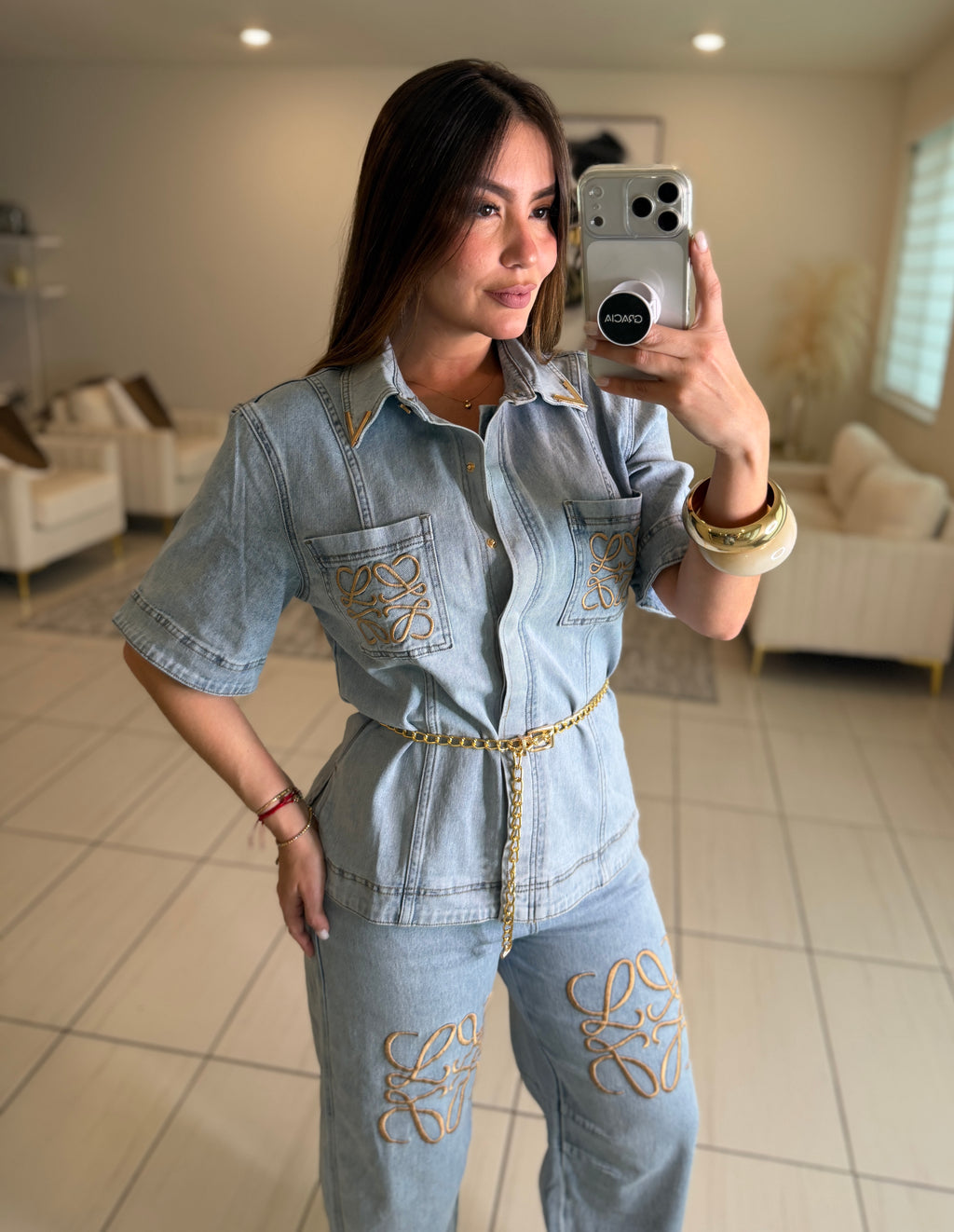 Iconic Light Denim Pant Set