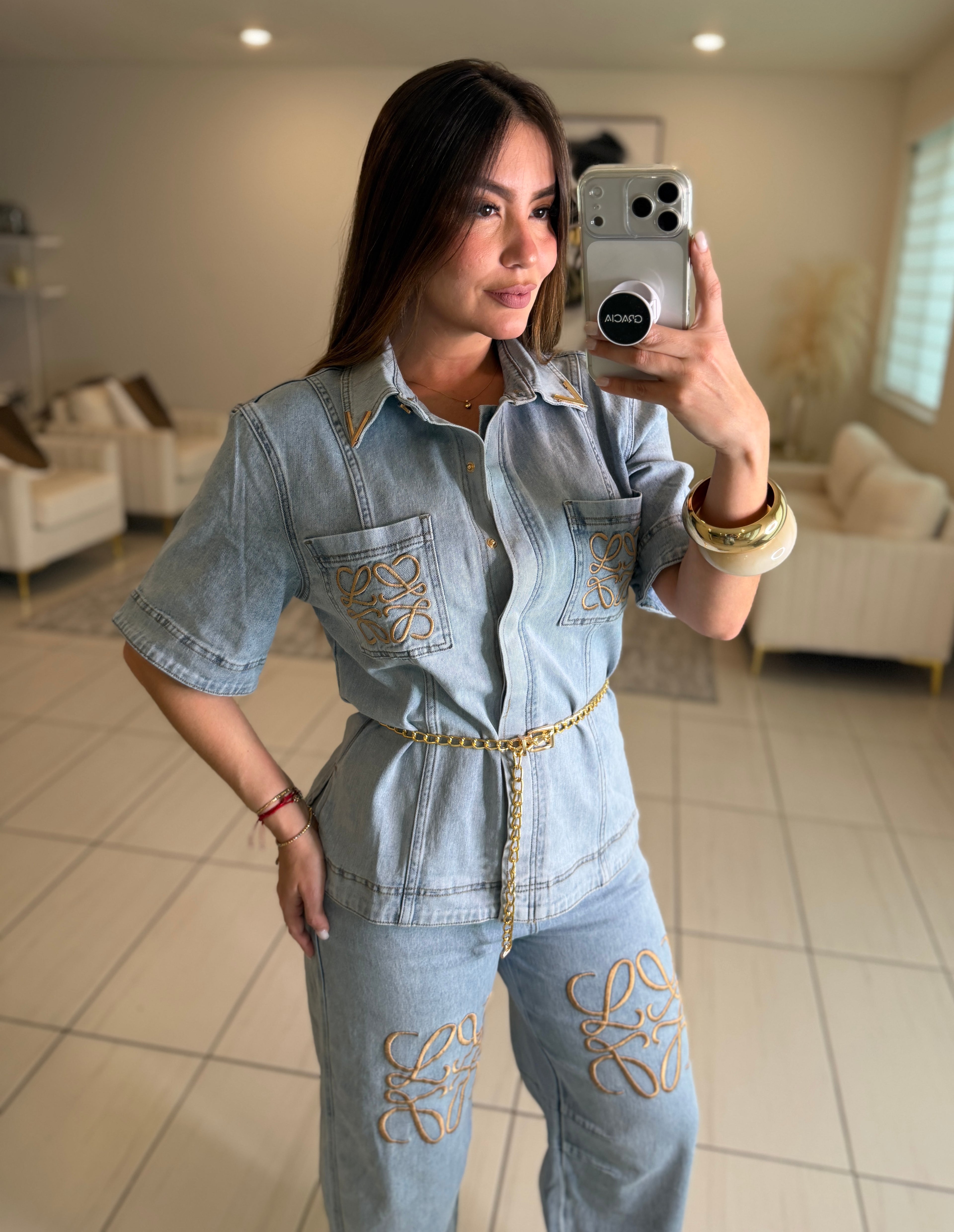 Iconic Light Denim Pant Set