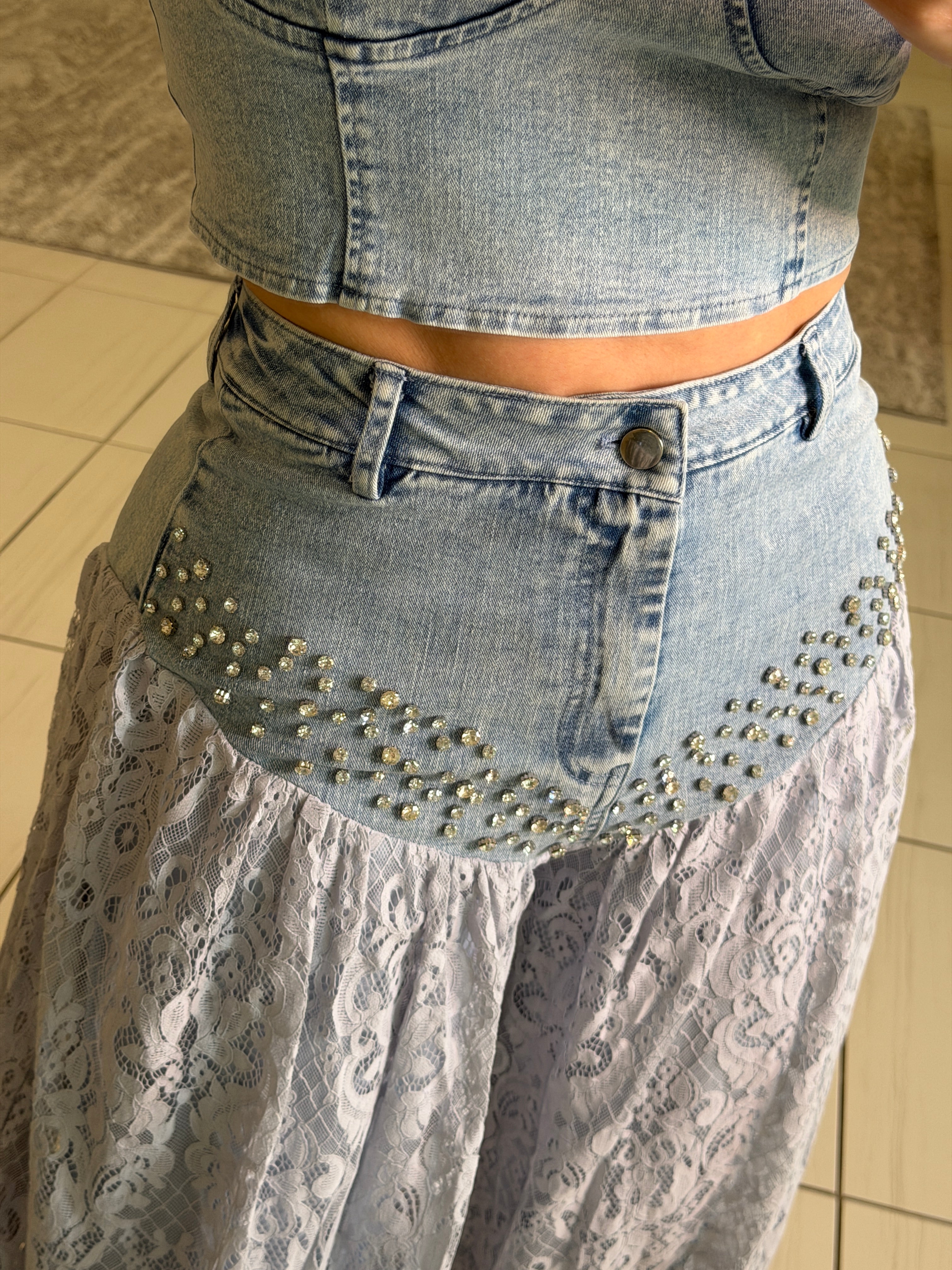 Radiant Prairie Lace Blue Pant Set