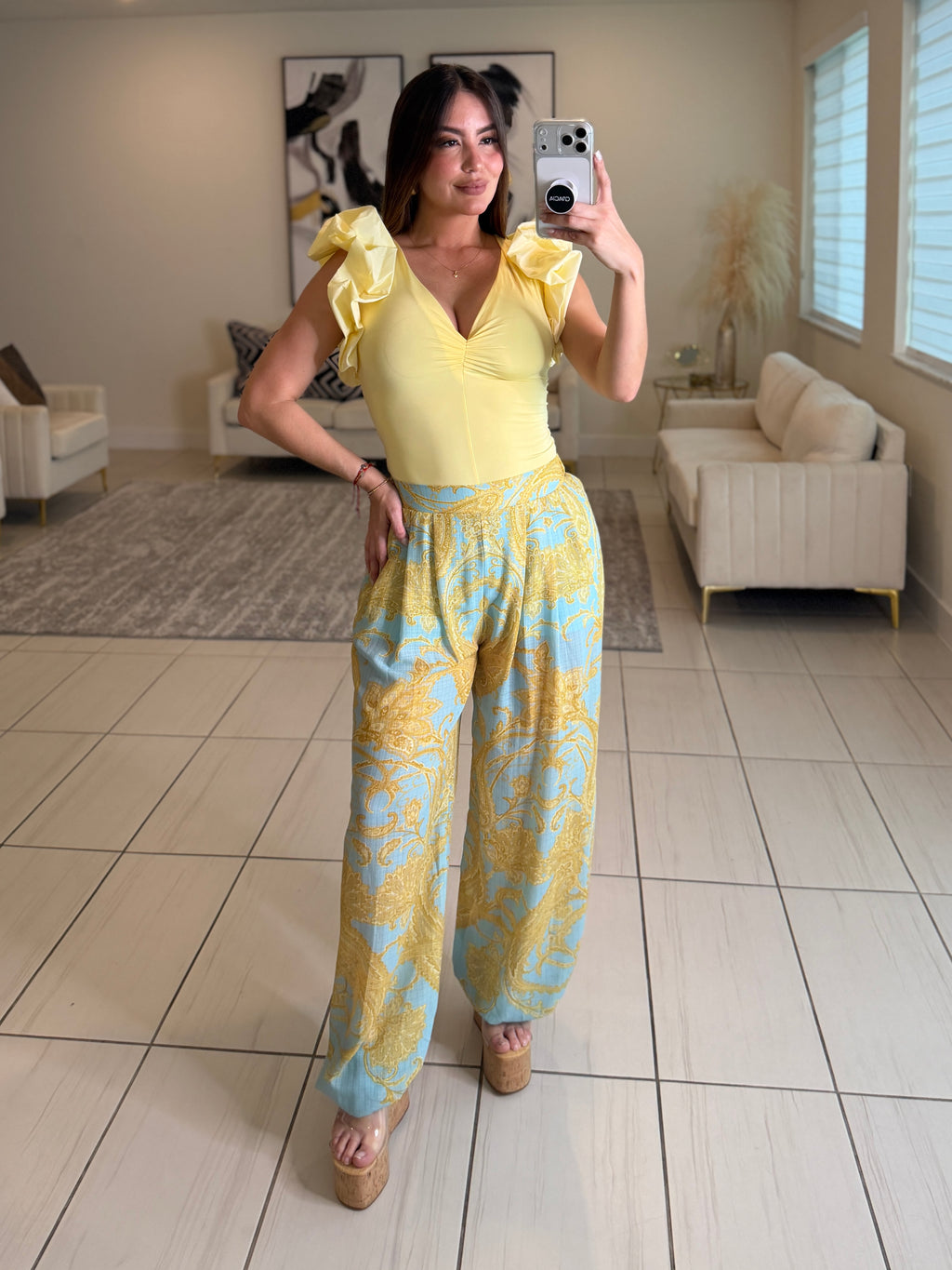 Midnight Crossover Yellow Bodysuit