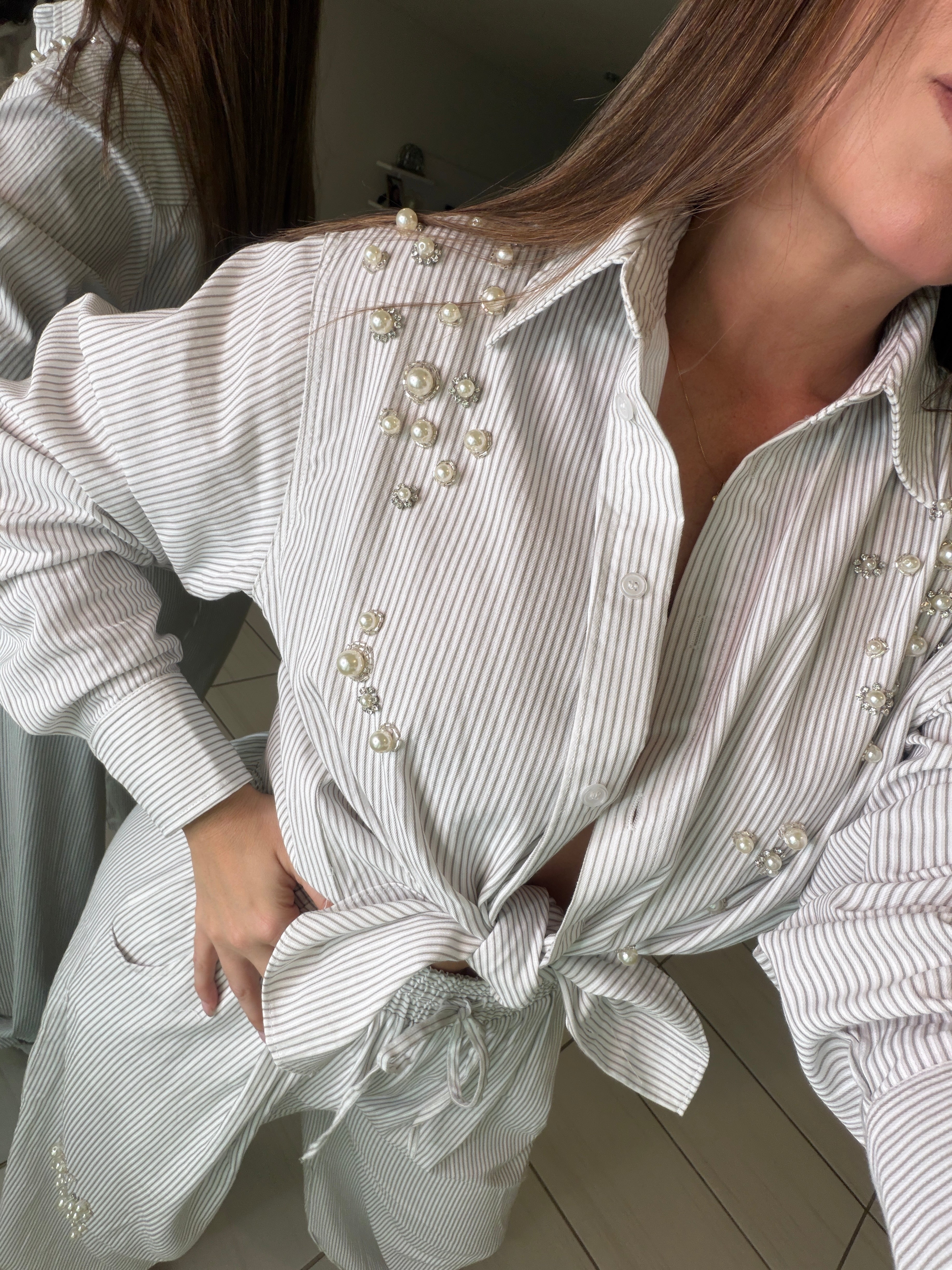 Opulent Stripes White Balloon Pant Set