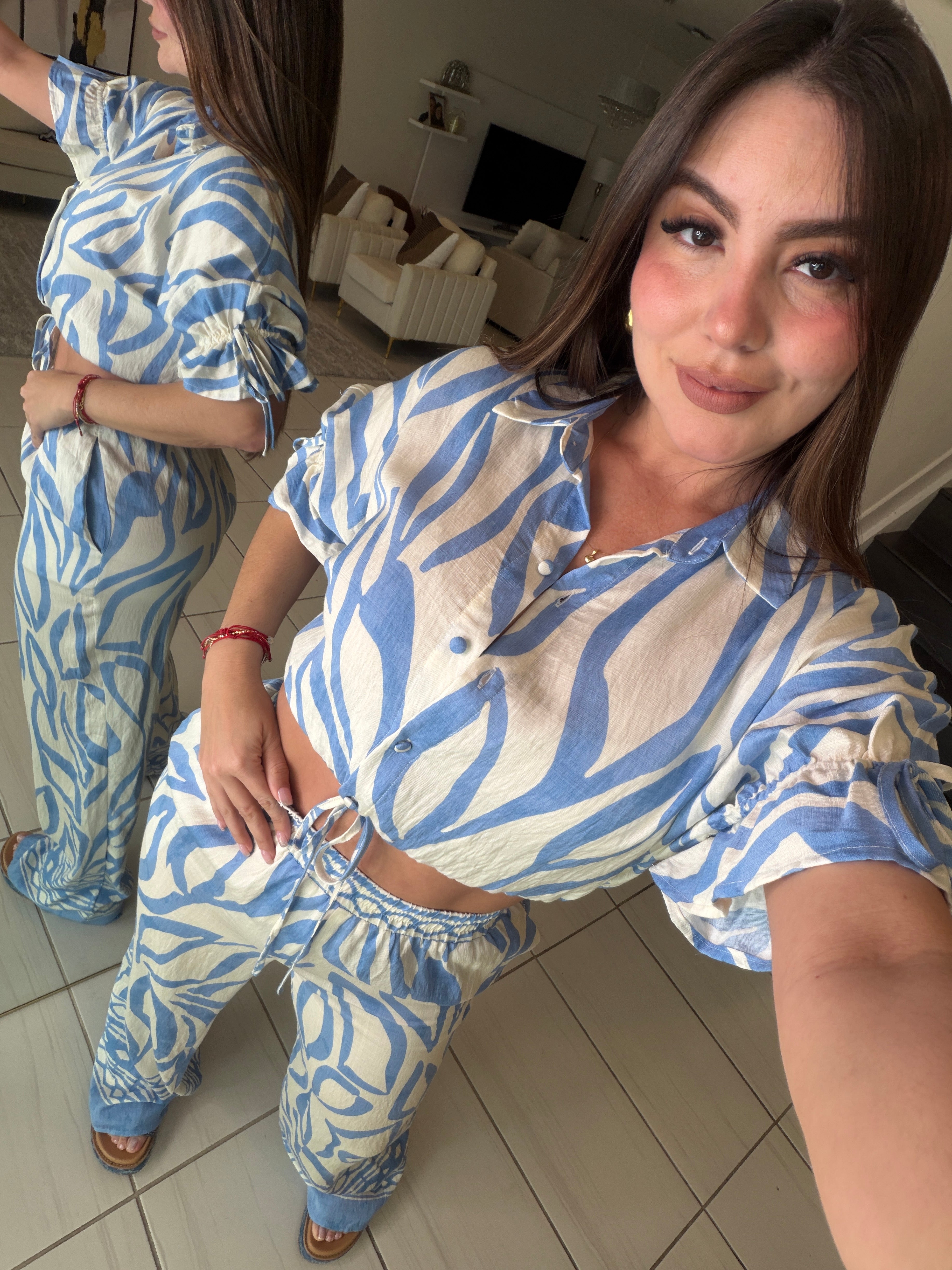 Modern Motion Blue Pant Set