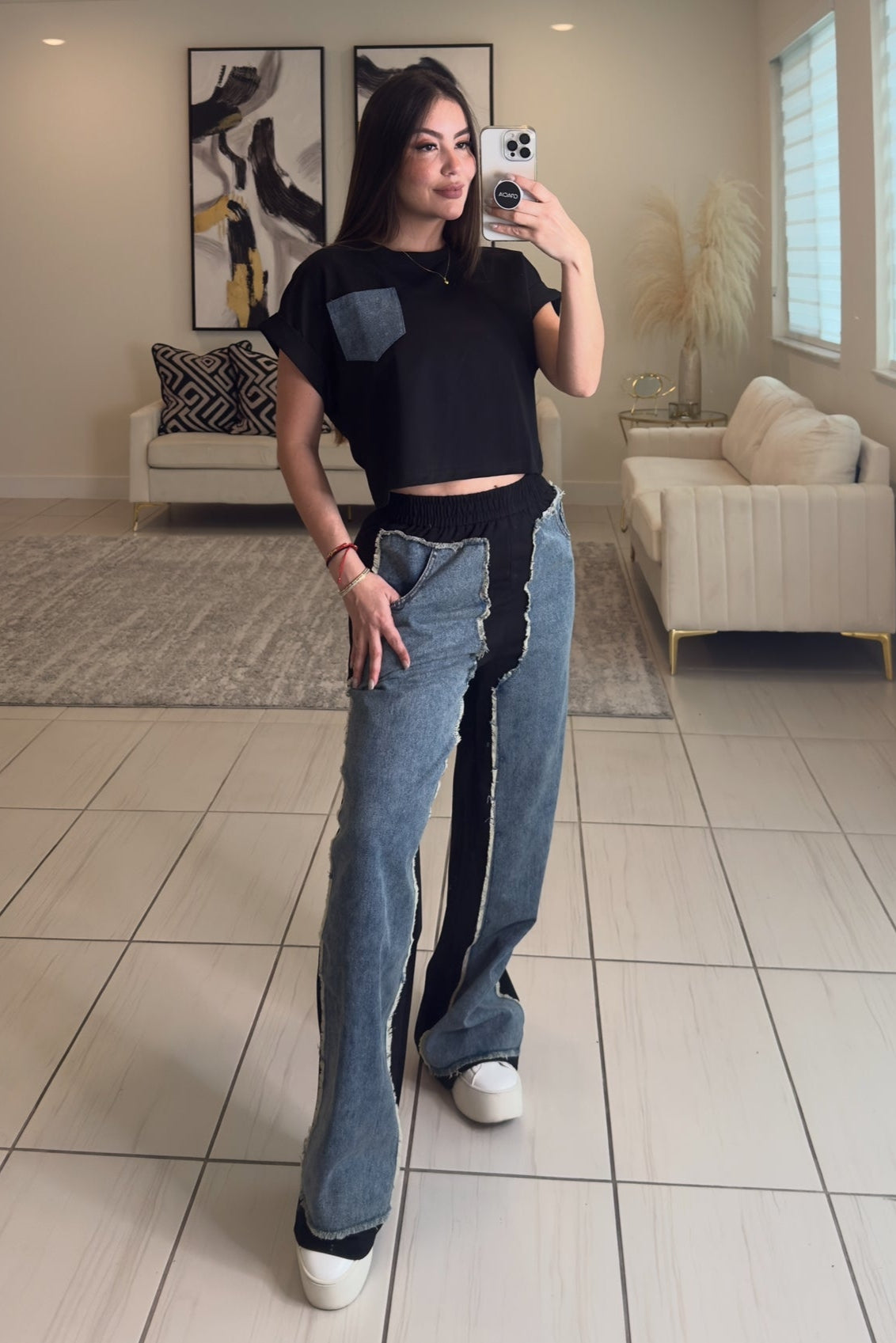 Iconic Structure Black Pants Set