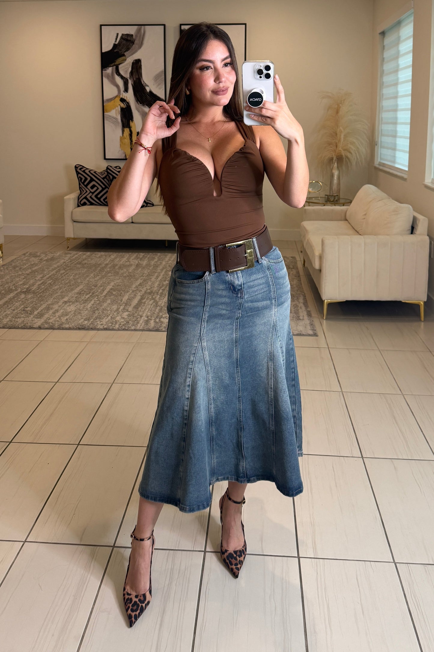 Midnight Desire Ruched Brown Top