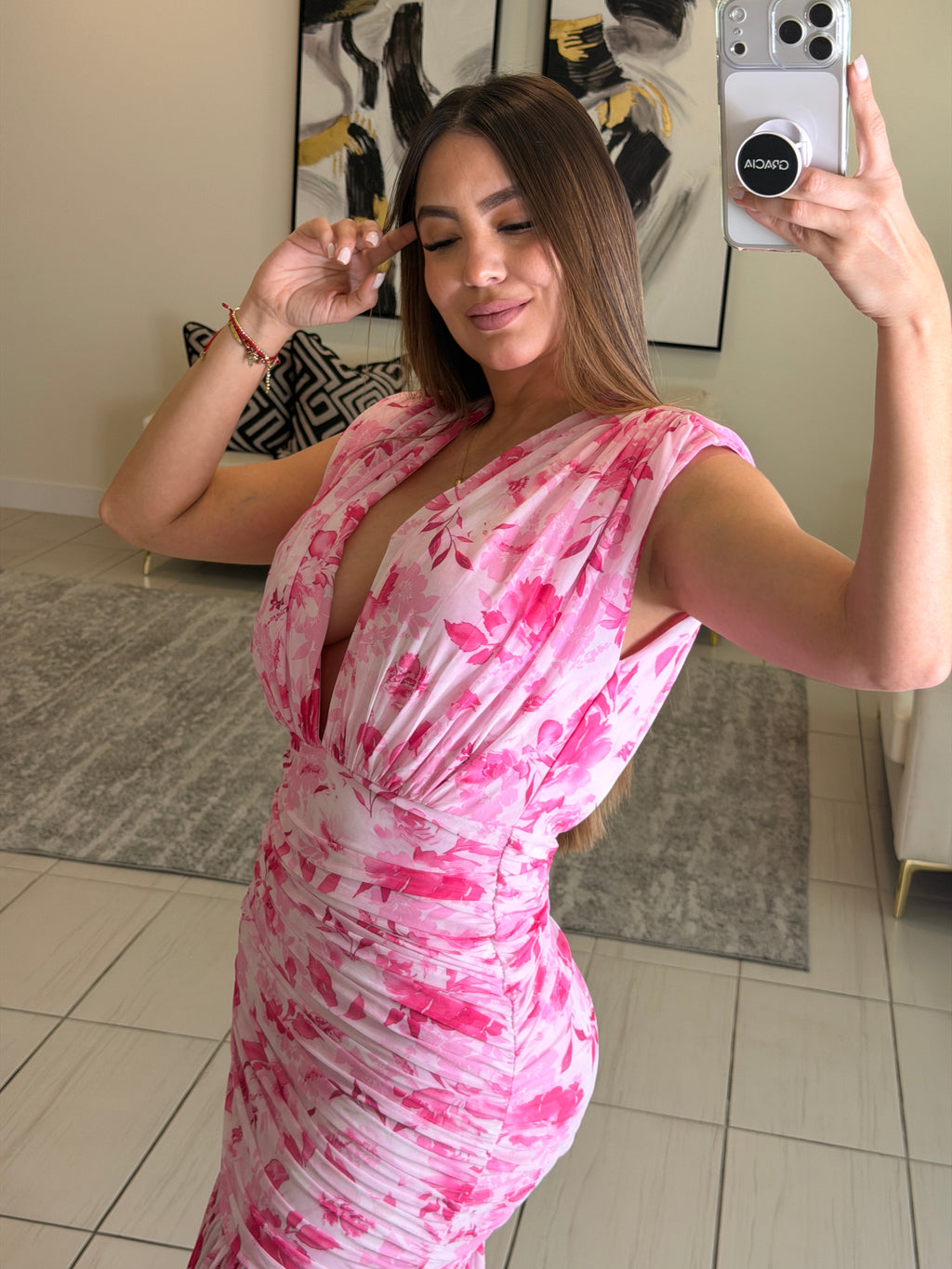 Poetic Floral Pink Maxi Dress